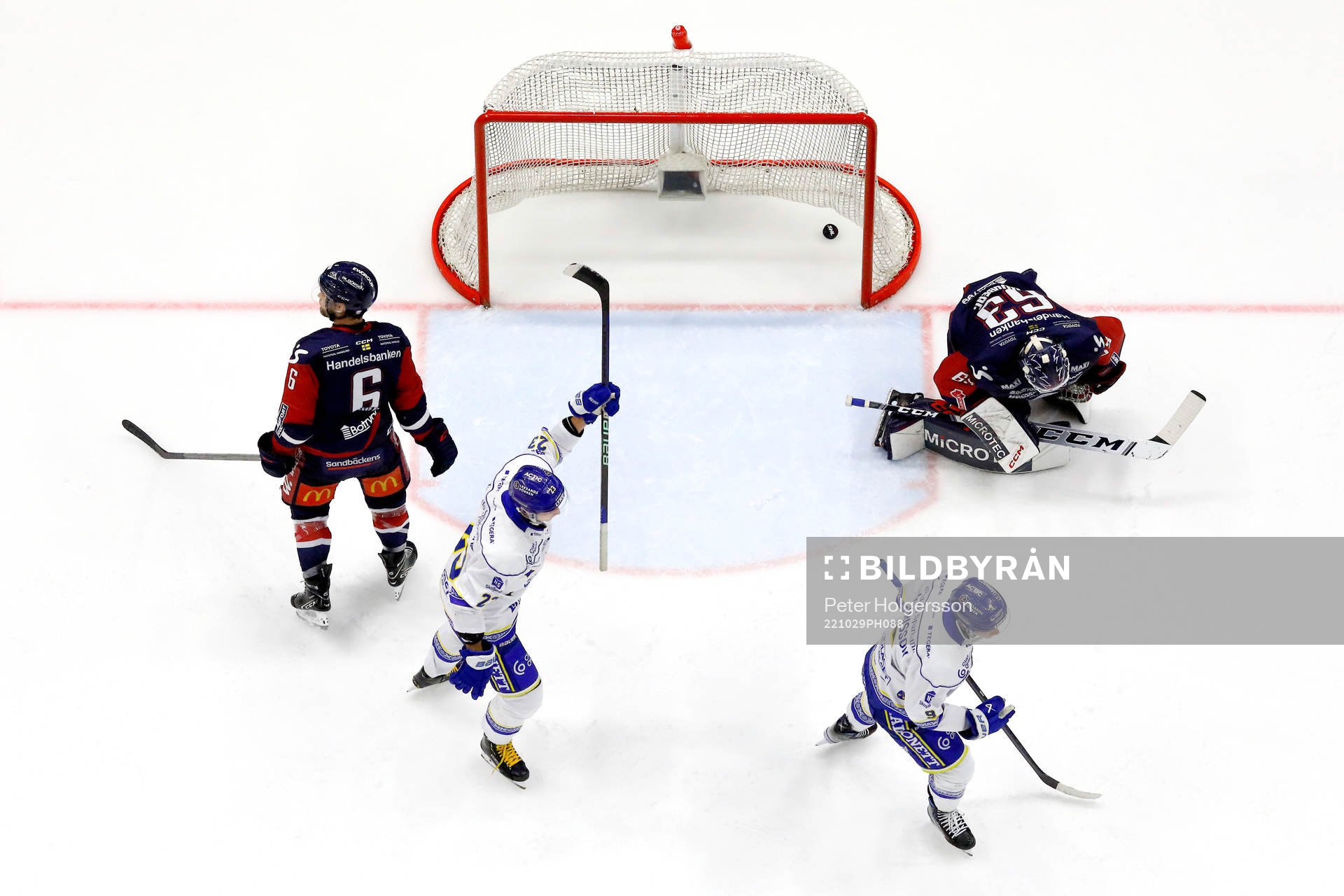 Mål 4-2 av Leksands Oskar Lang förbi Linköpings målvakt