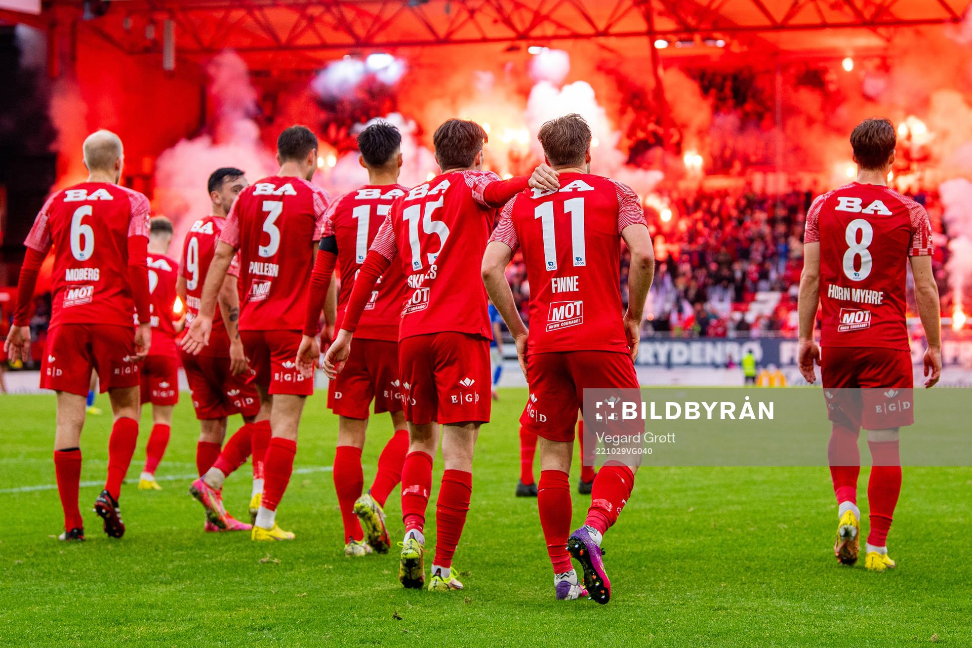 Bård Finne of Brann celebrates with Kasper Skaanes and