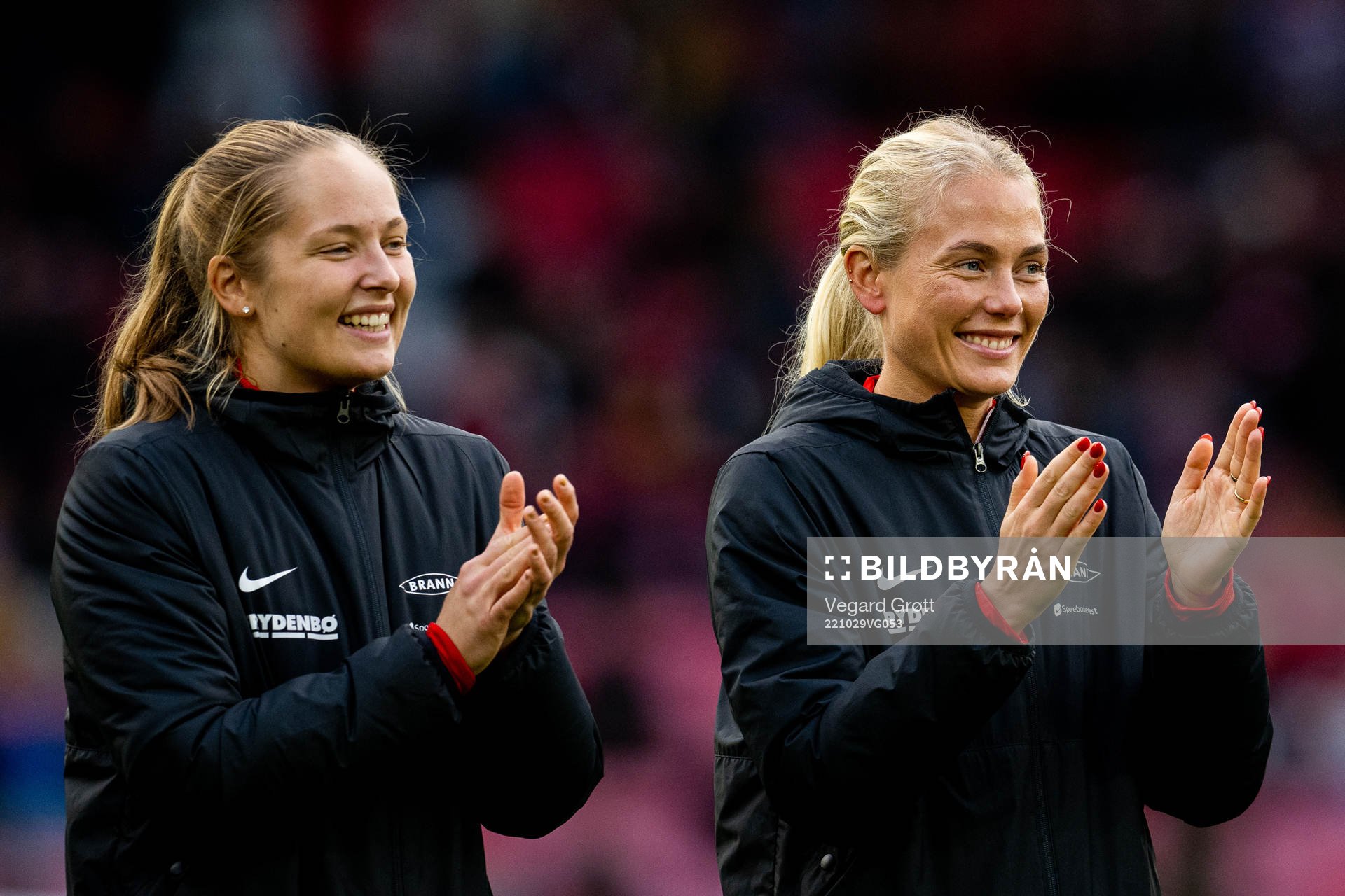 Goalkeeper Aurora Mikalsen and Guro Bergsvand of Brann at