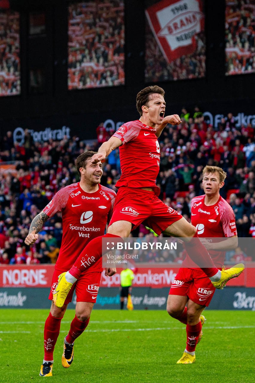 Felix Horn Myhre of Brann celebrates