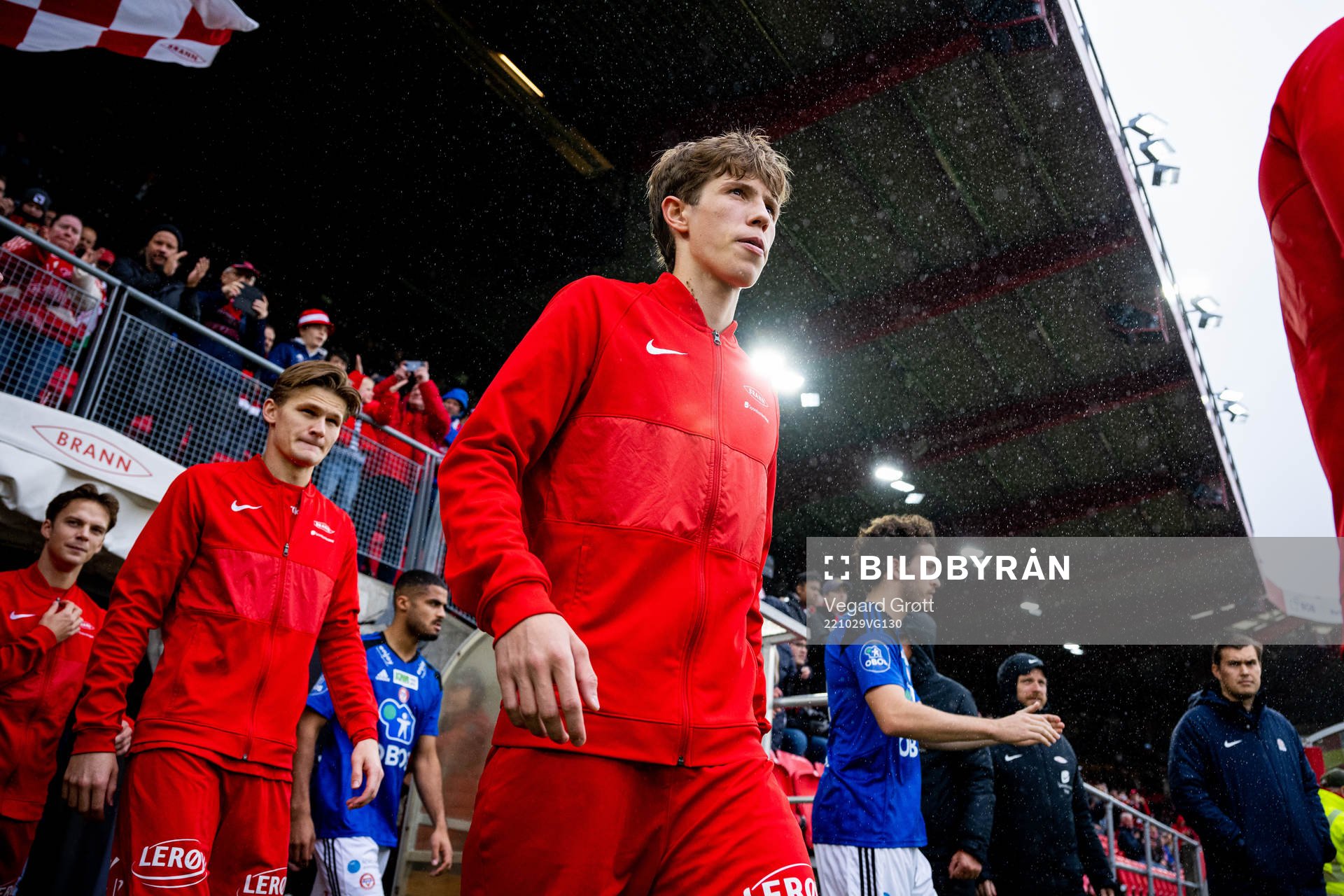 Niklas Jensen Wassberg of Brann enters the pitch