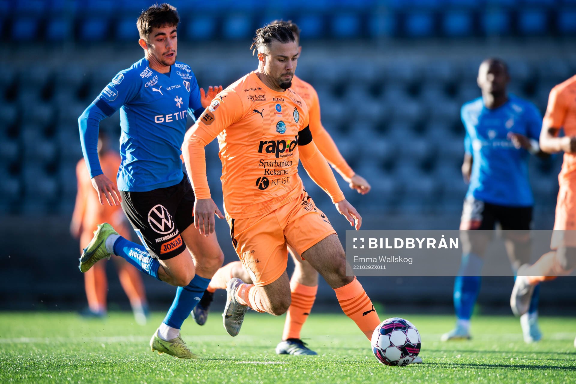 AFC Eskilstunas Abdelkarim Mammar Chaouche under fotbollsmatchen i Superettan mellan AFC Eskilstuna och Halmstad den 29 oktober 2022 i Eskilstuna.
