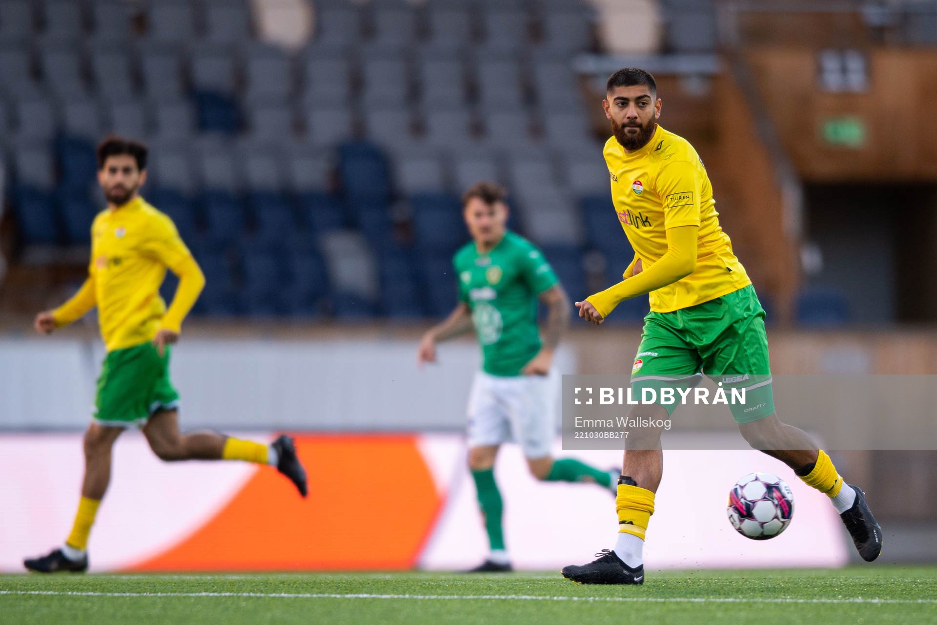 Dalkurds Rassa Rahmani under fotbollsmatchen i Superettan mellan Dalkurd och Jönköpings Södra den 30 oktober 2022 i Uppsala. 