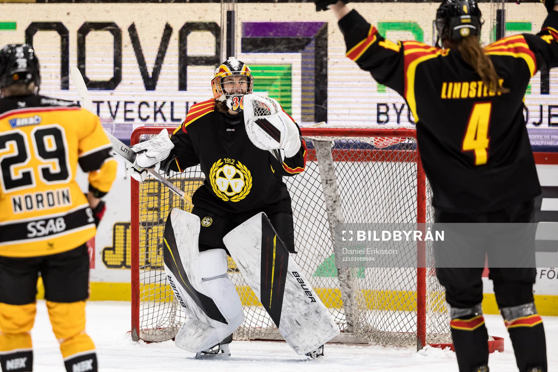 Brynäs målvakt Felicia Frank jubel