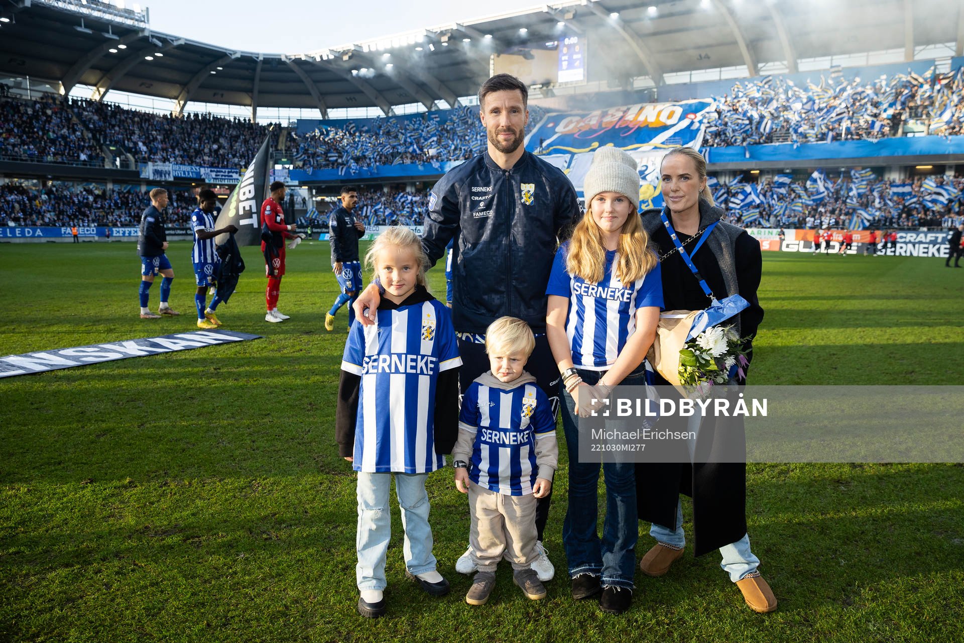 IFK Göteborgs Mattias Bjärsmyr med sin familj