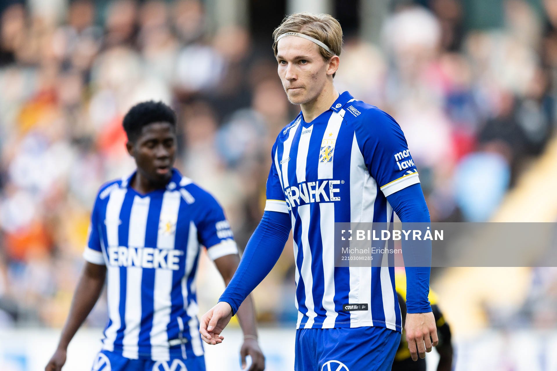 IFK Göteborgs Johan Bångsbo under fotbollsmatchen i Allsvenskan mellan IFK Göteborg och Häcken den 30 oktober 2022 i Göteborg. 