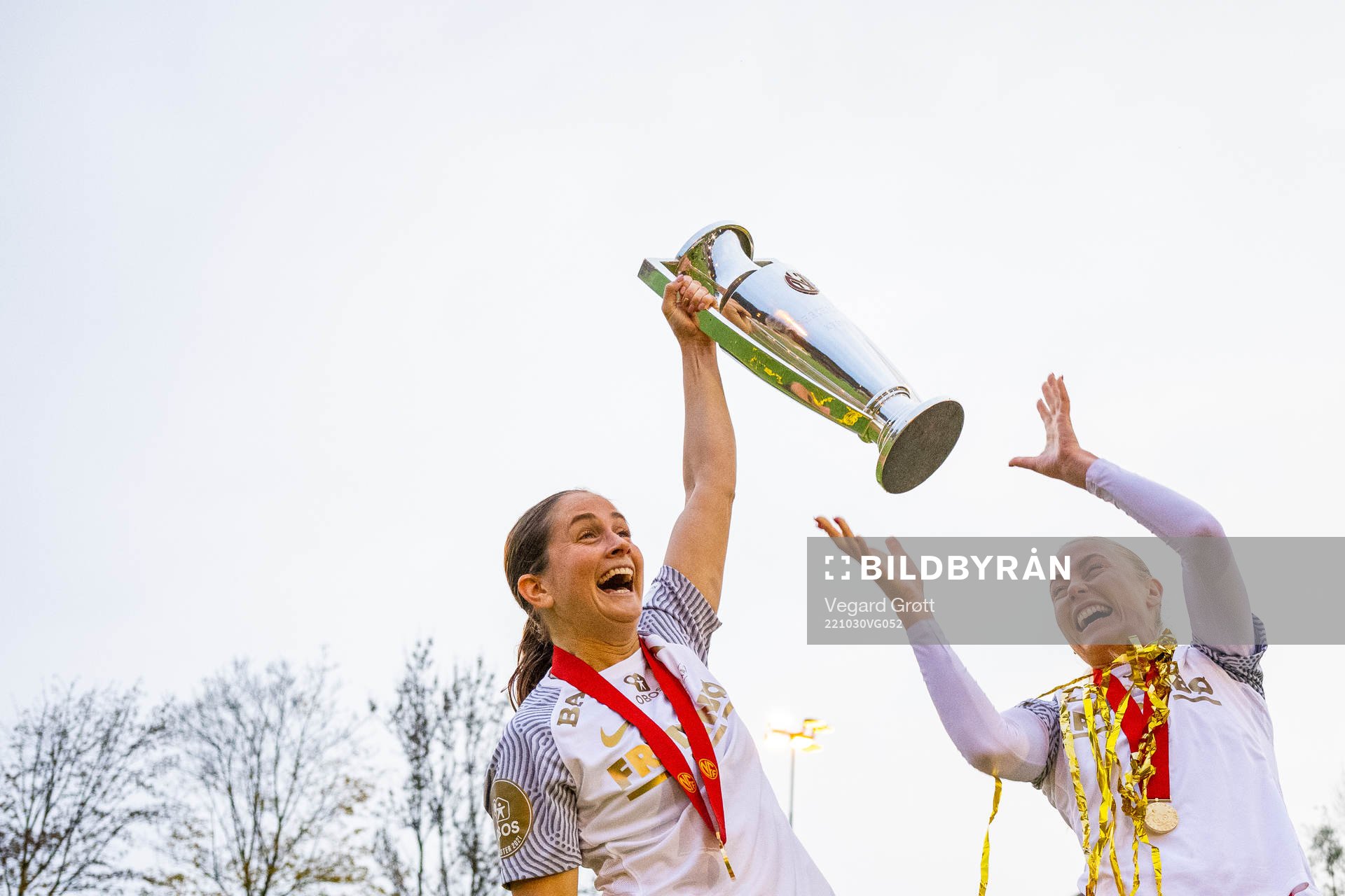 Ingrid Ryland and Guro Bergsvand of Brann celebrate with