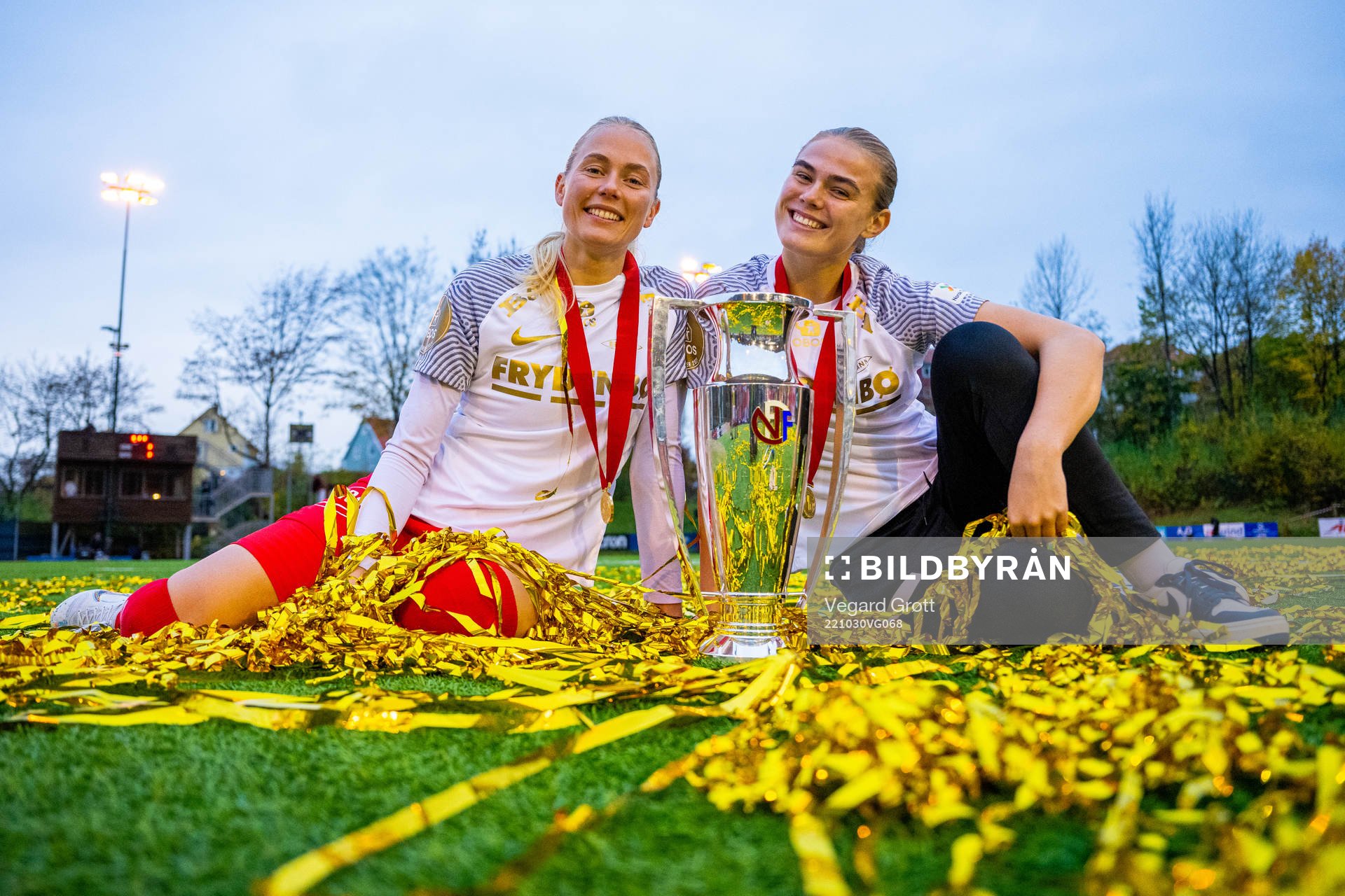 Guro Bergsvand and Marthine Østenstad of Brann celebrate