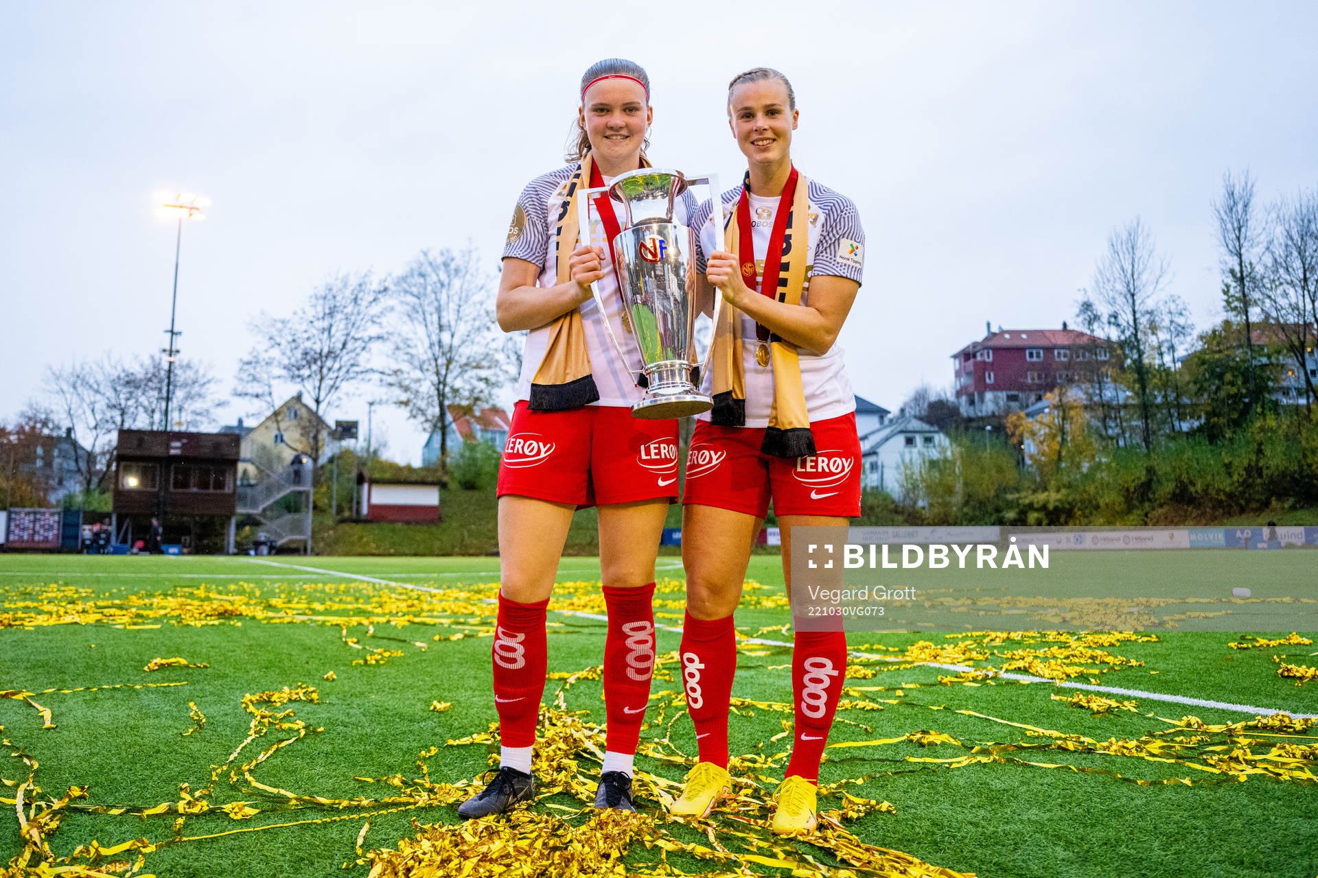 Signe Gaupset and Nora Eide Lie of Brann celebrate with the