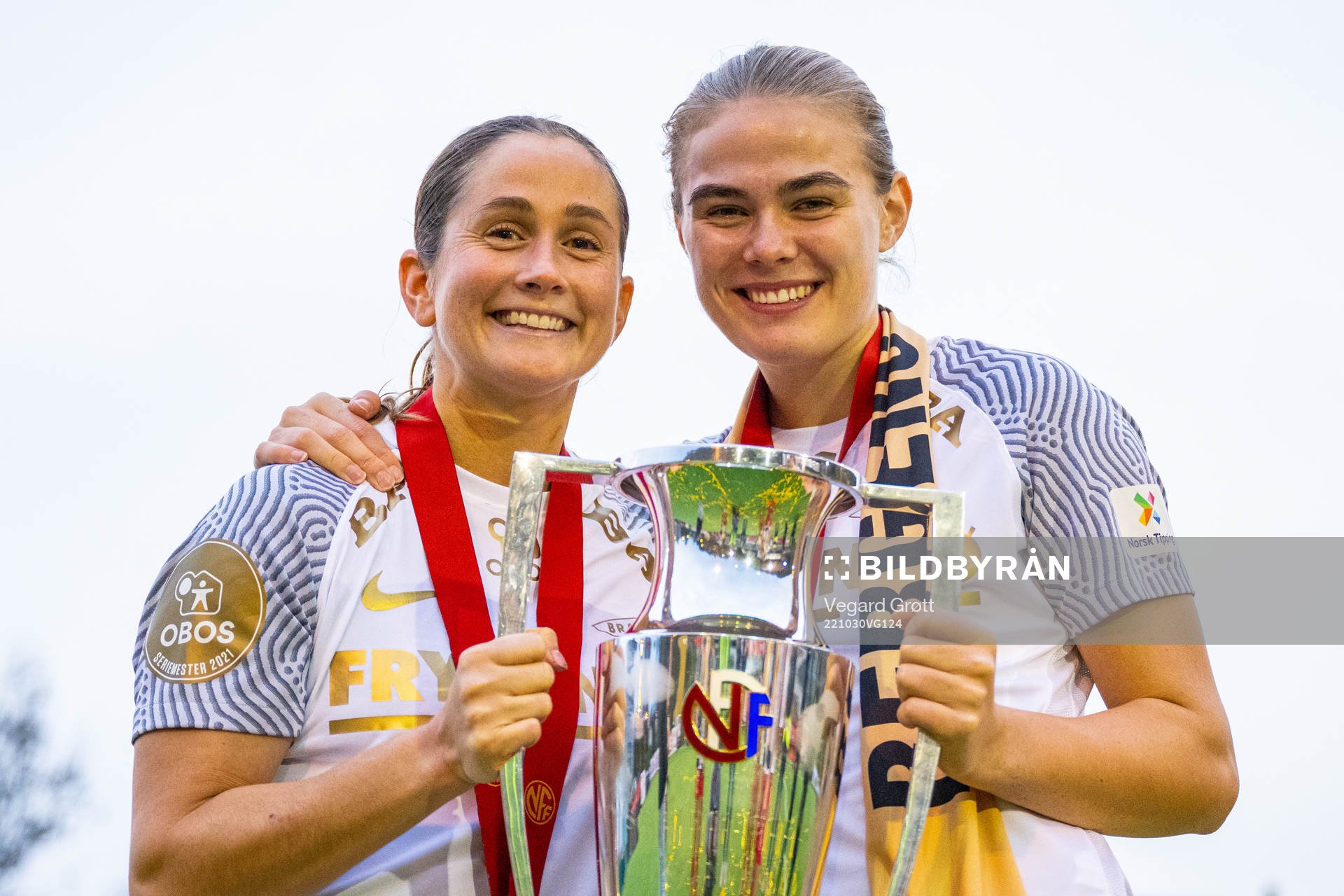 Ingrid Ryland and Marthine Østenstad of Brann celebrate