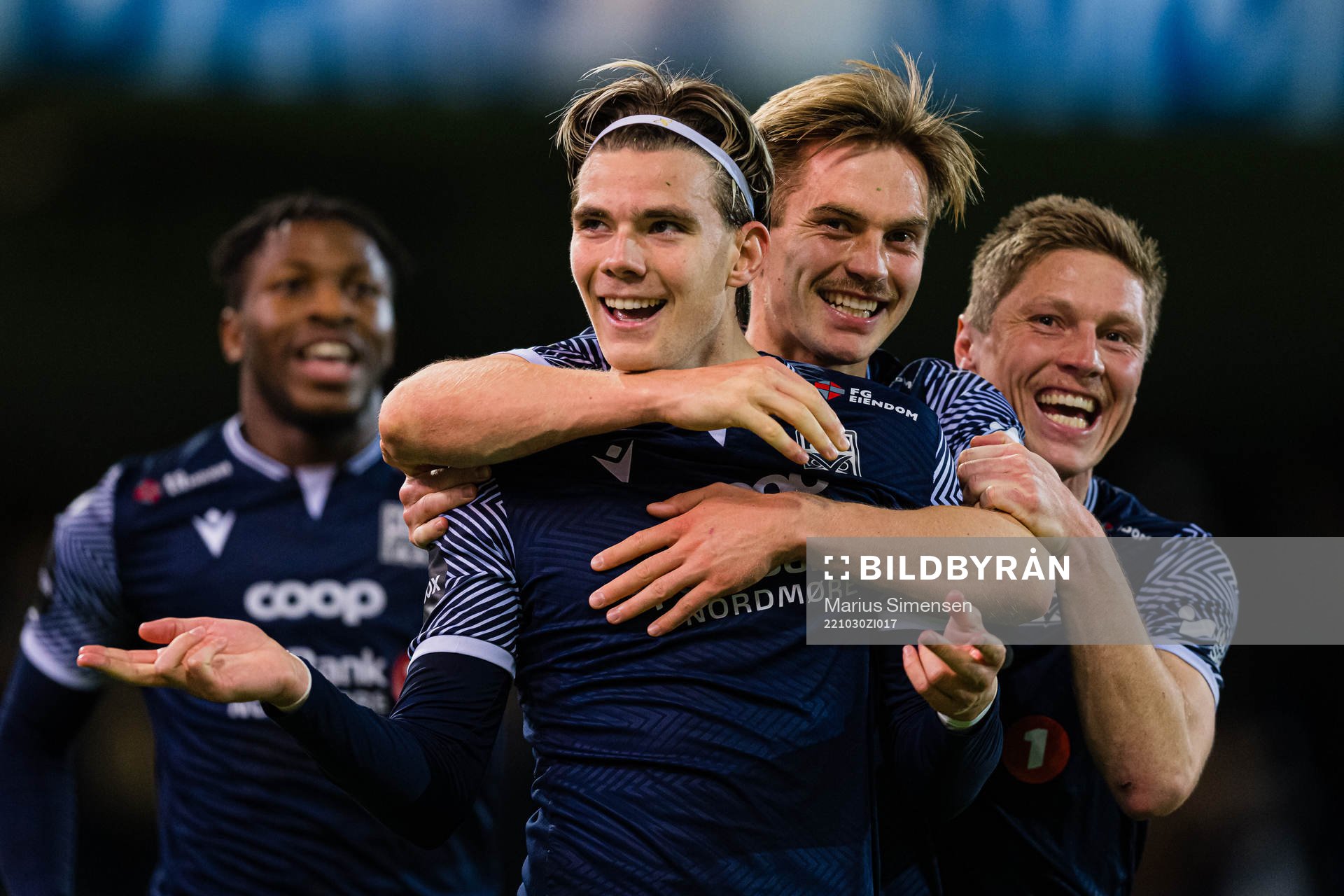 Brynjolfur Andersen Willumsson of Kristiansund celebrates after scoring the 2-0 goal during the Eliteserien match between Kristiansund and Aalesund on October 30, 2022 in Kristiansund.
