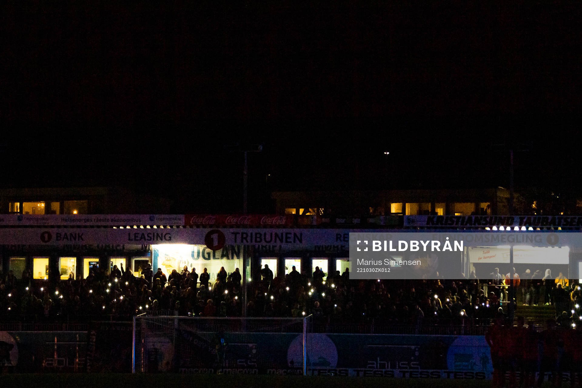 Loss of power at Kristiansund Stadion during the Eliteserien match between Kristiansund and Aalesund on October 30, 2022 in Kristiansund.