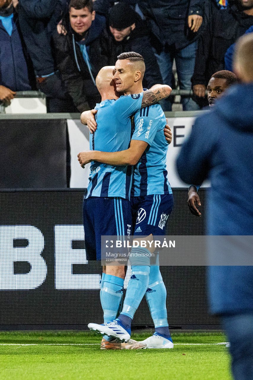 Djurgårdens Haris Radetinac jublar efter 0-1 under fotbollsmatchen i Allsvenskan mellan IFK Norrköping och Djurgården den 31 oktober 2022 i Norrköping.