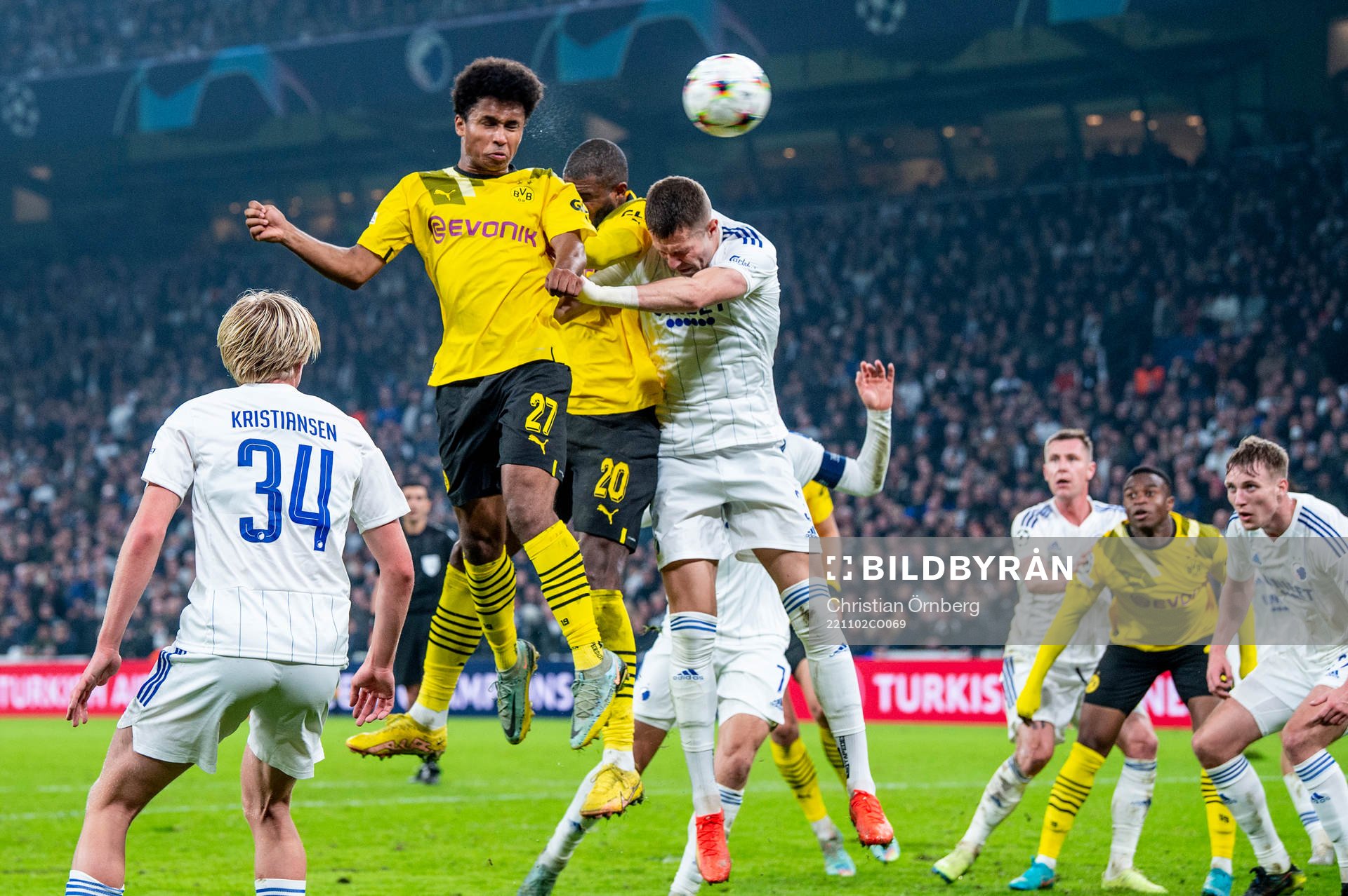 Karim Adeyemi and Anthony Modeste of Dortmund and Denis
