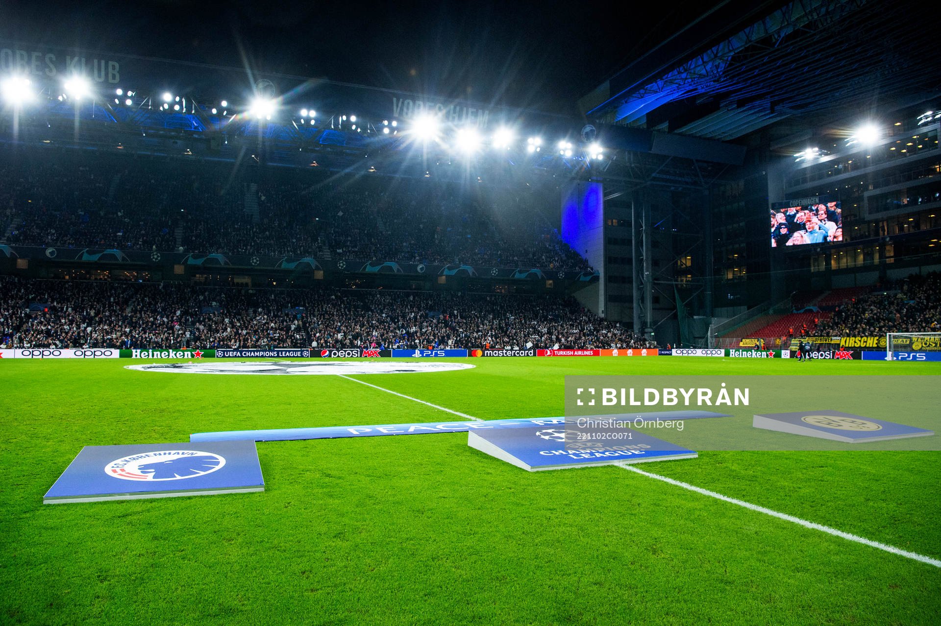 Parken arena ahead of the UEFA Champions League football match between FC Copenhagen and Dortmund on November 2, 2022 in Copenhagen.