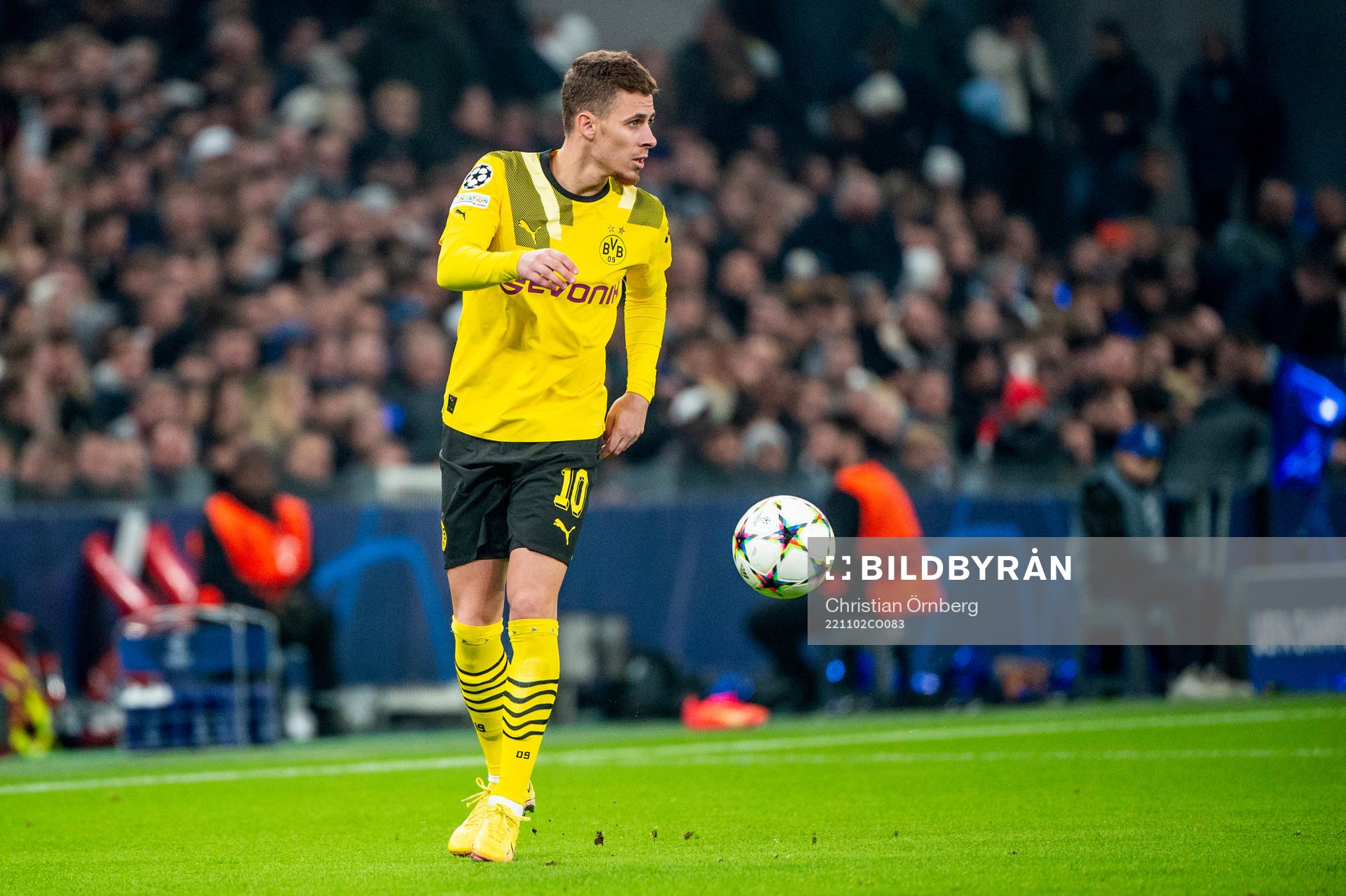 Thorgan Hazard of Dortmund during the UEFA Champions League football match between FC Copenhagen and Dortmund on November 2, 2022 in Copenhagen.