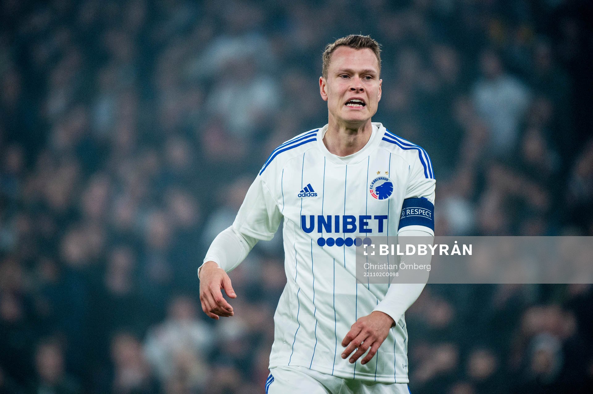 Viktor Claesson of FC Copenhagen during the UEFA Champions League football match between FC Copenhagen and Dortmund on November 2, 2022 in Copenhagen.