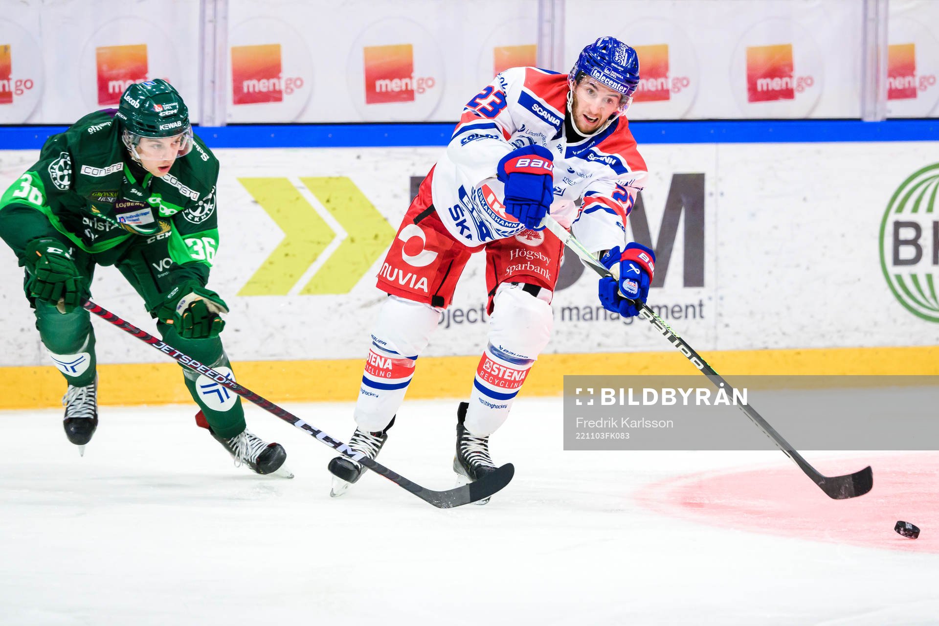 Färjestads Jonathan Andersen och Oskarshamns Blaine Byron