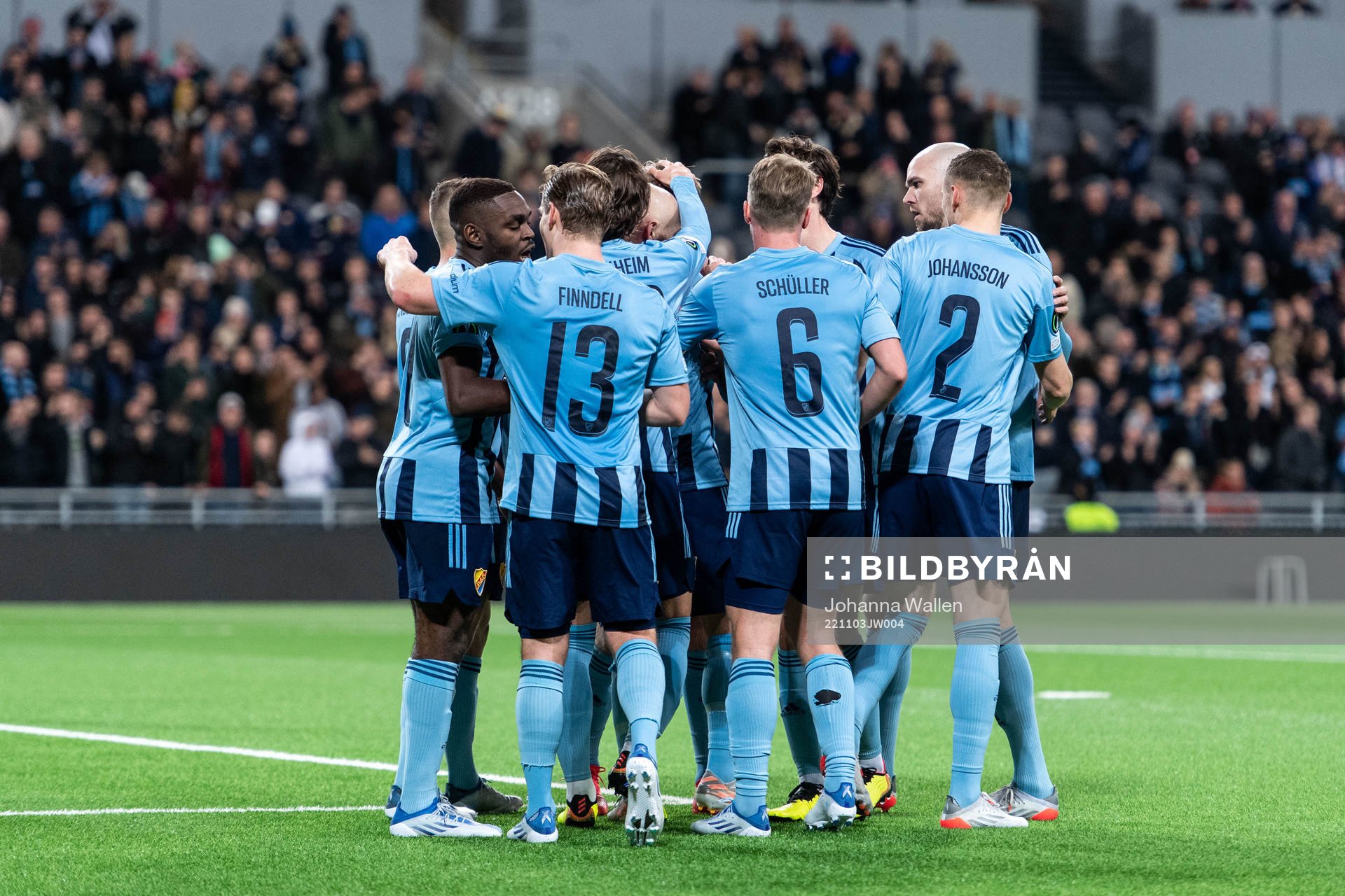 Magnus Eriksson of Djurgården celebrates with team mates