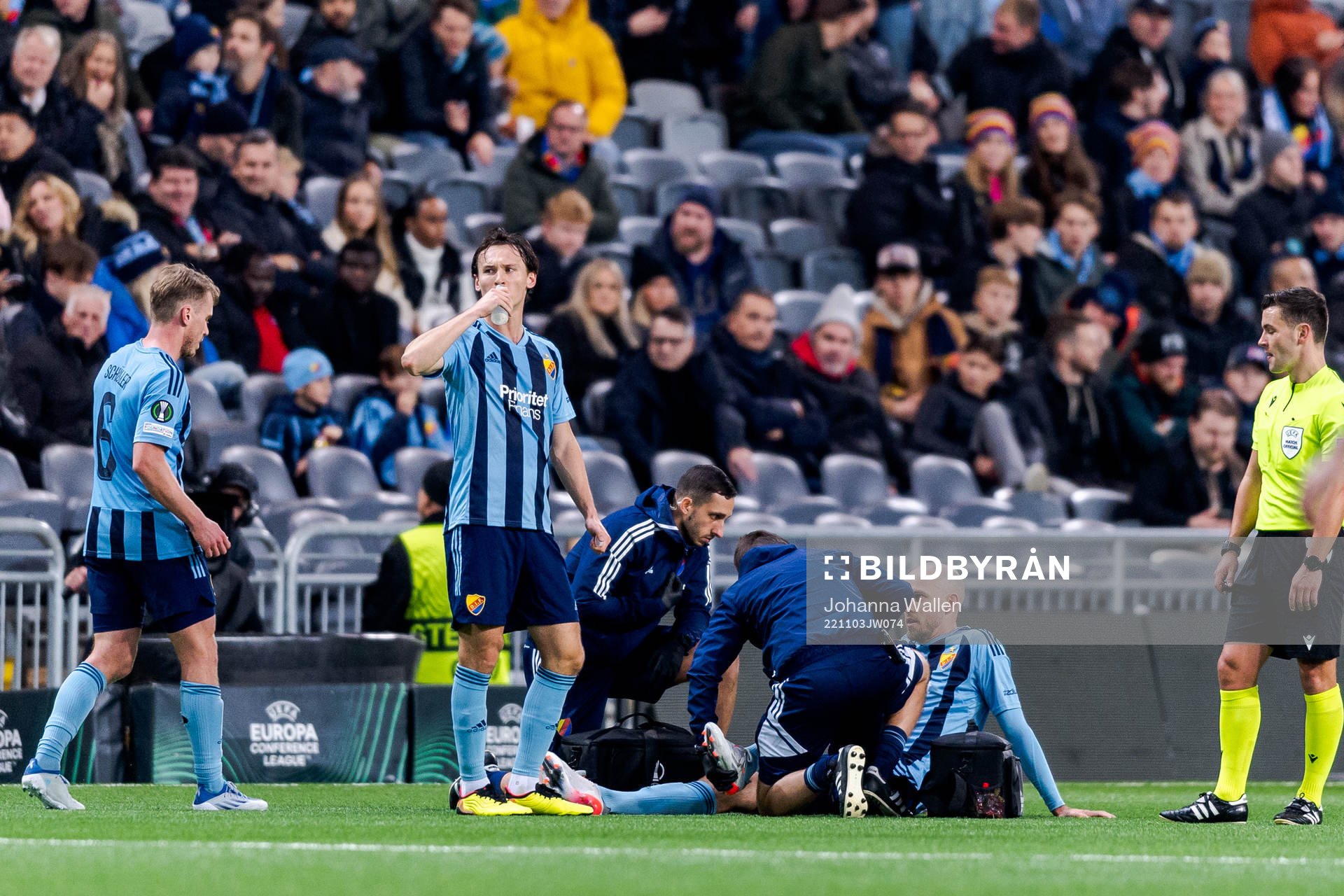 Marcus Danielson of Djurgården receives medical attention