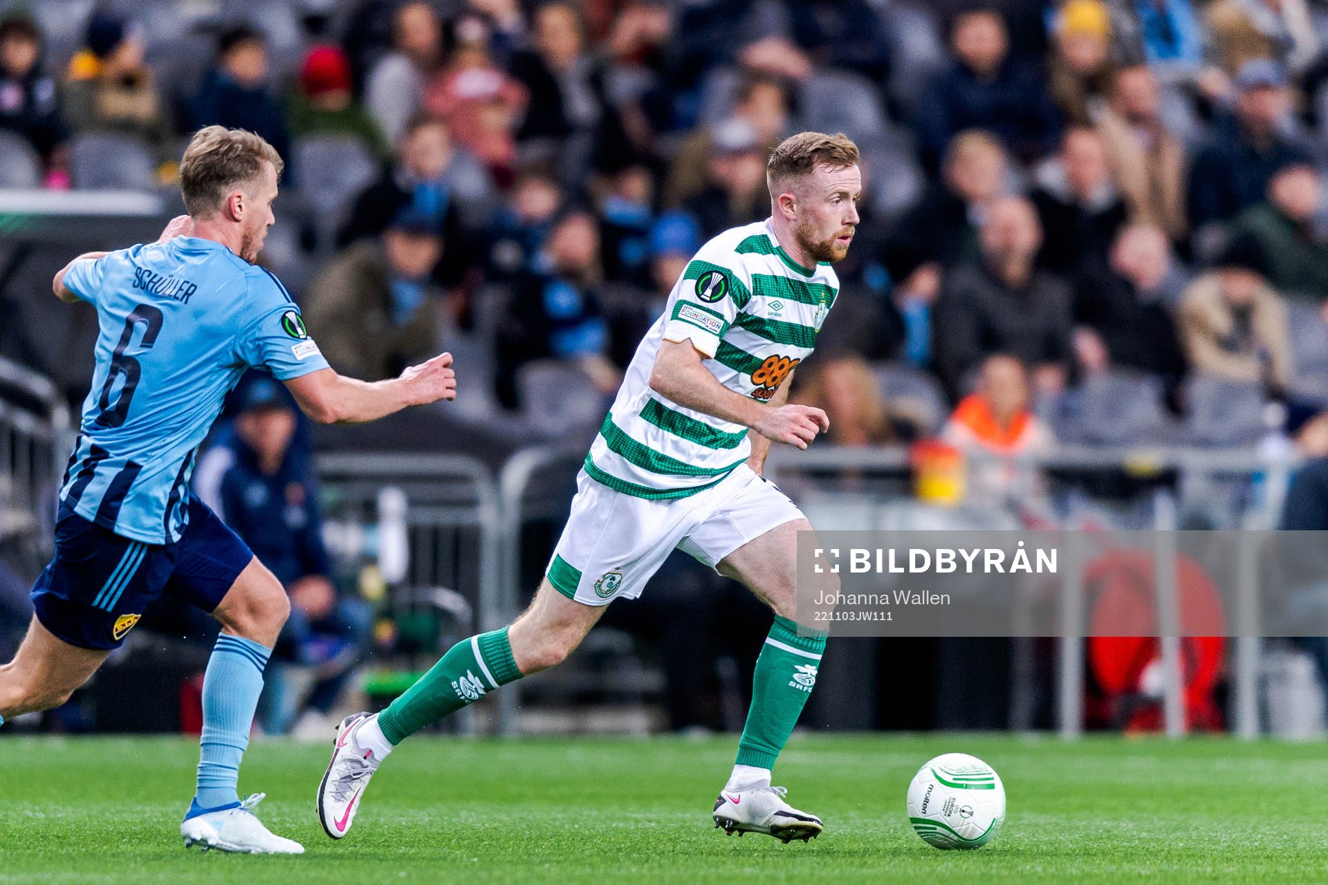 Rasmus Schuller of Djurgården and Sean Hoare of Shamrock