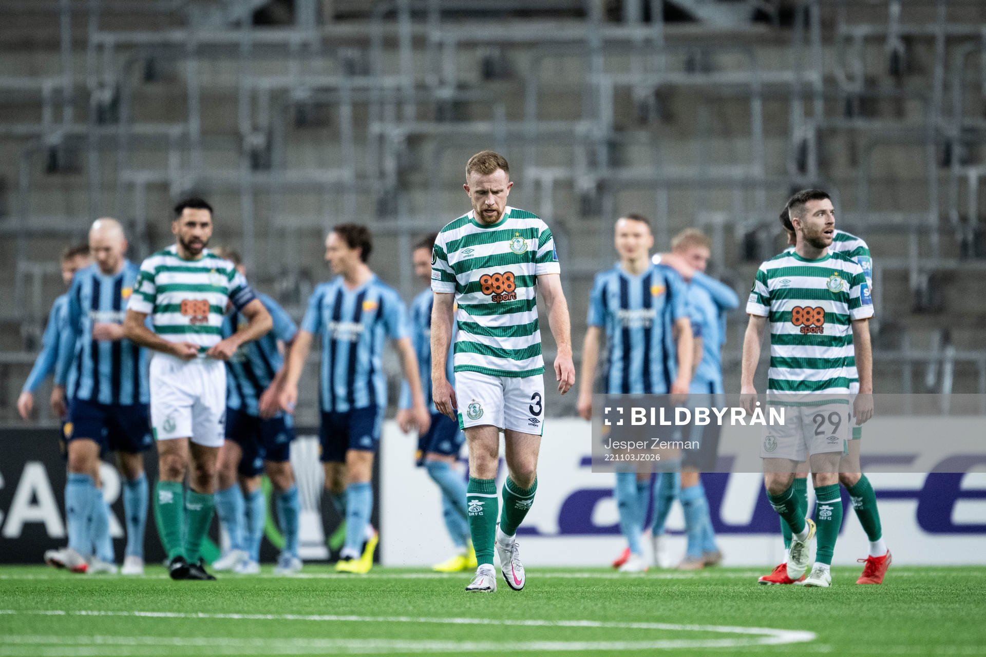Sean Hoare of Shamrock Rovers looks dejected
