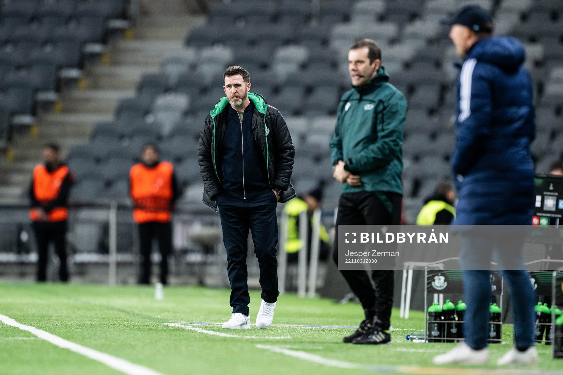 Head coach Stephen Bradley of Shamrock Rovers during the UEFA Conference League match between Djurgården and Shamrock Rovers on November 3, 2022 in Stockholm.