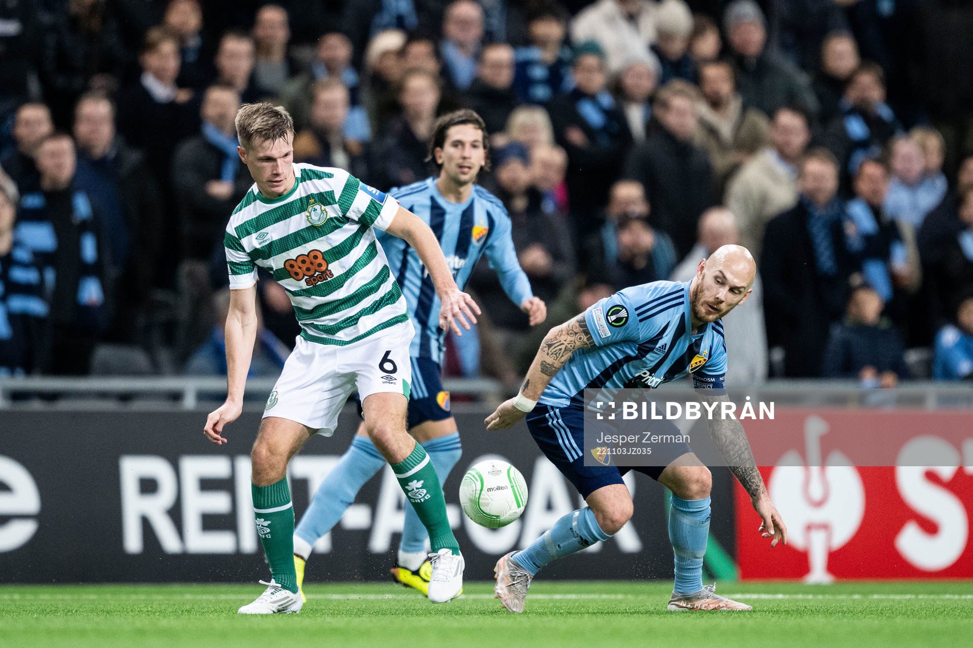 Daniel Cleary of Shamrock Rovers and Magnus Eriksson of