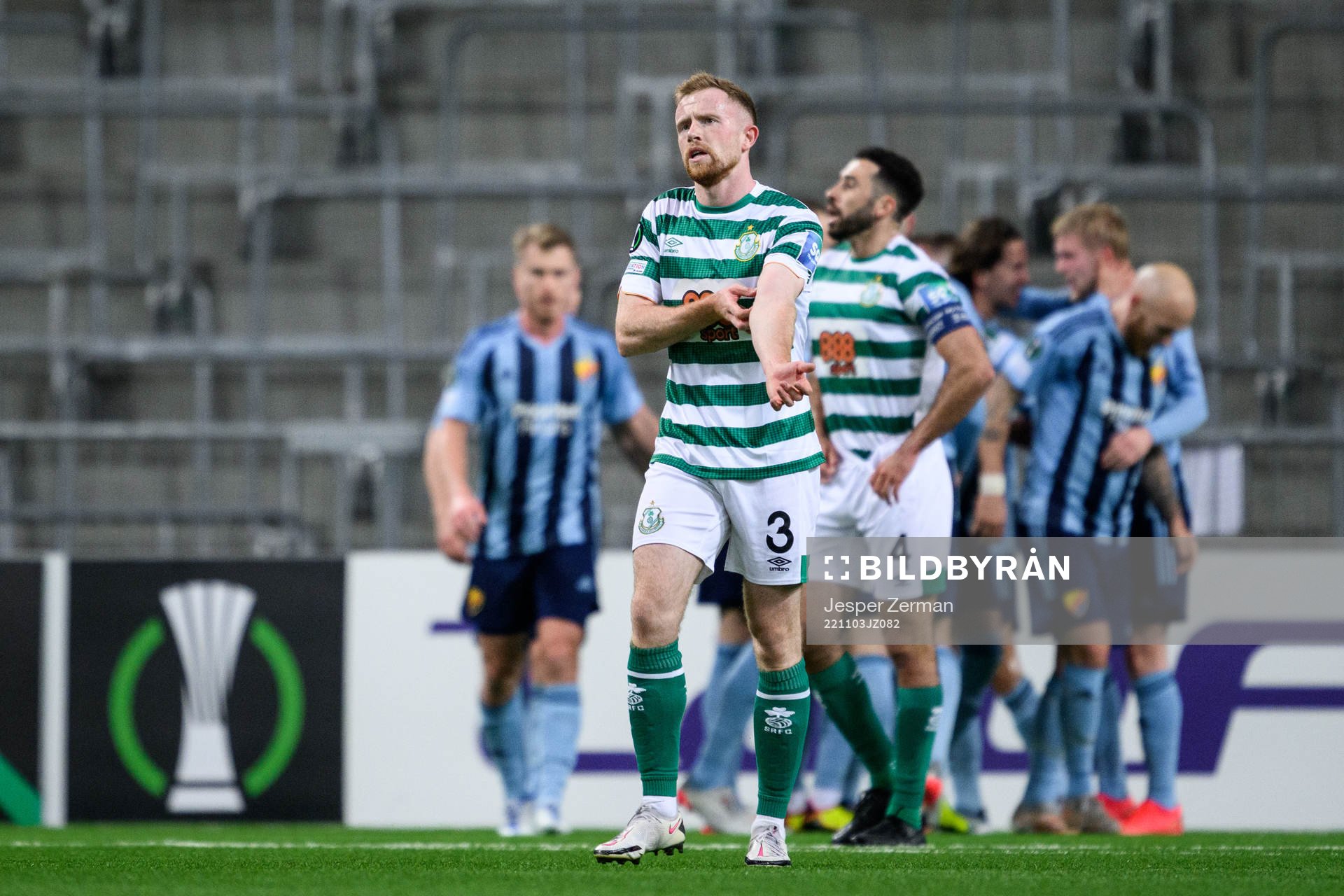 Sean Hoare of Shamrock Rovers looks dejected