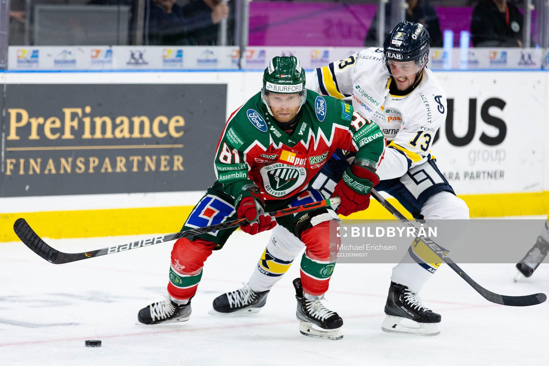 Frölundas Ryan Lasch och HV71s Rasmus Bengtsson