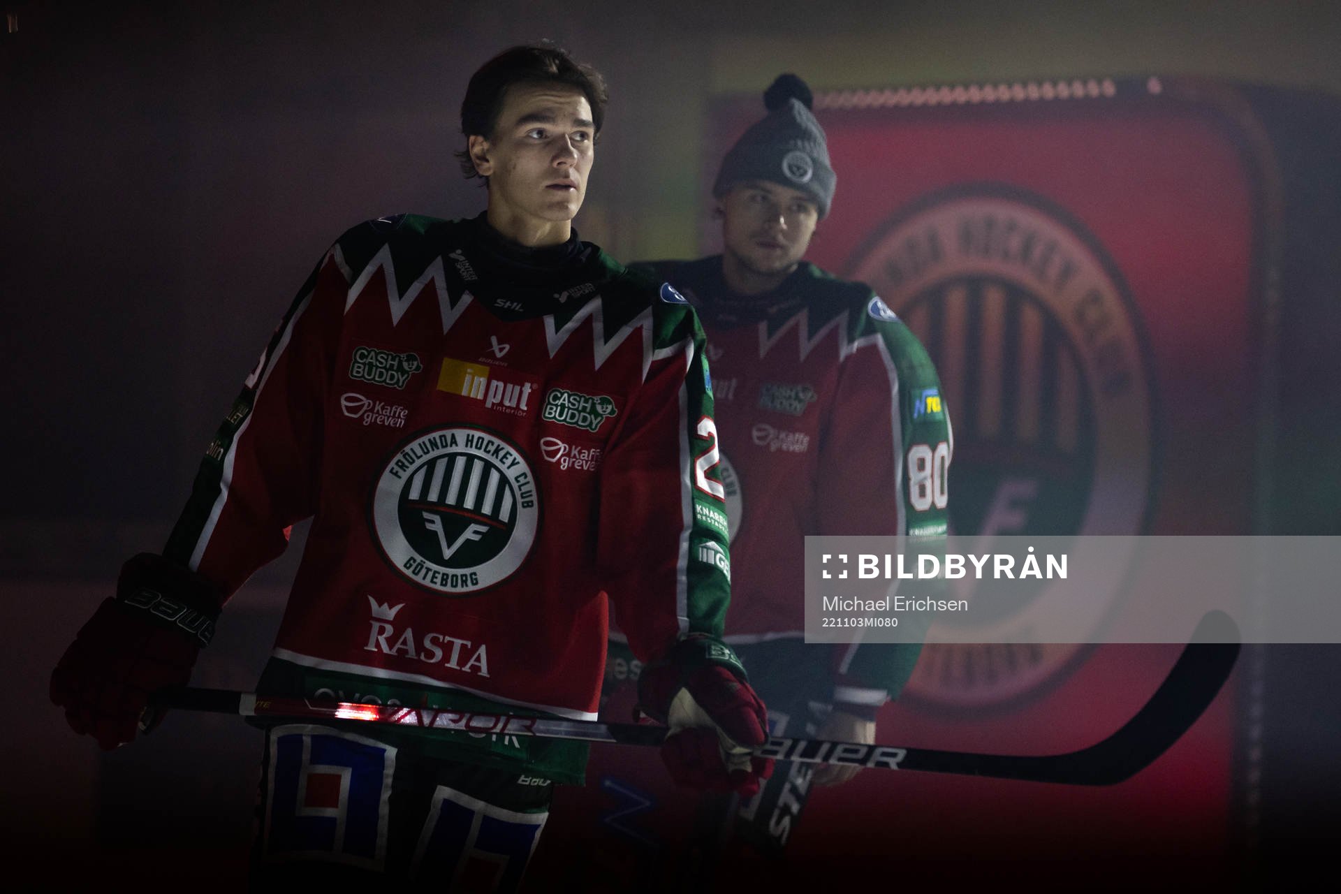Frölundas Pontus Johansson och målvakt Frederik Dichow