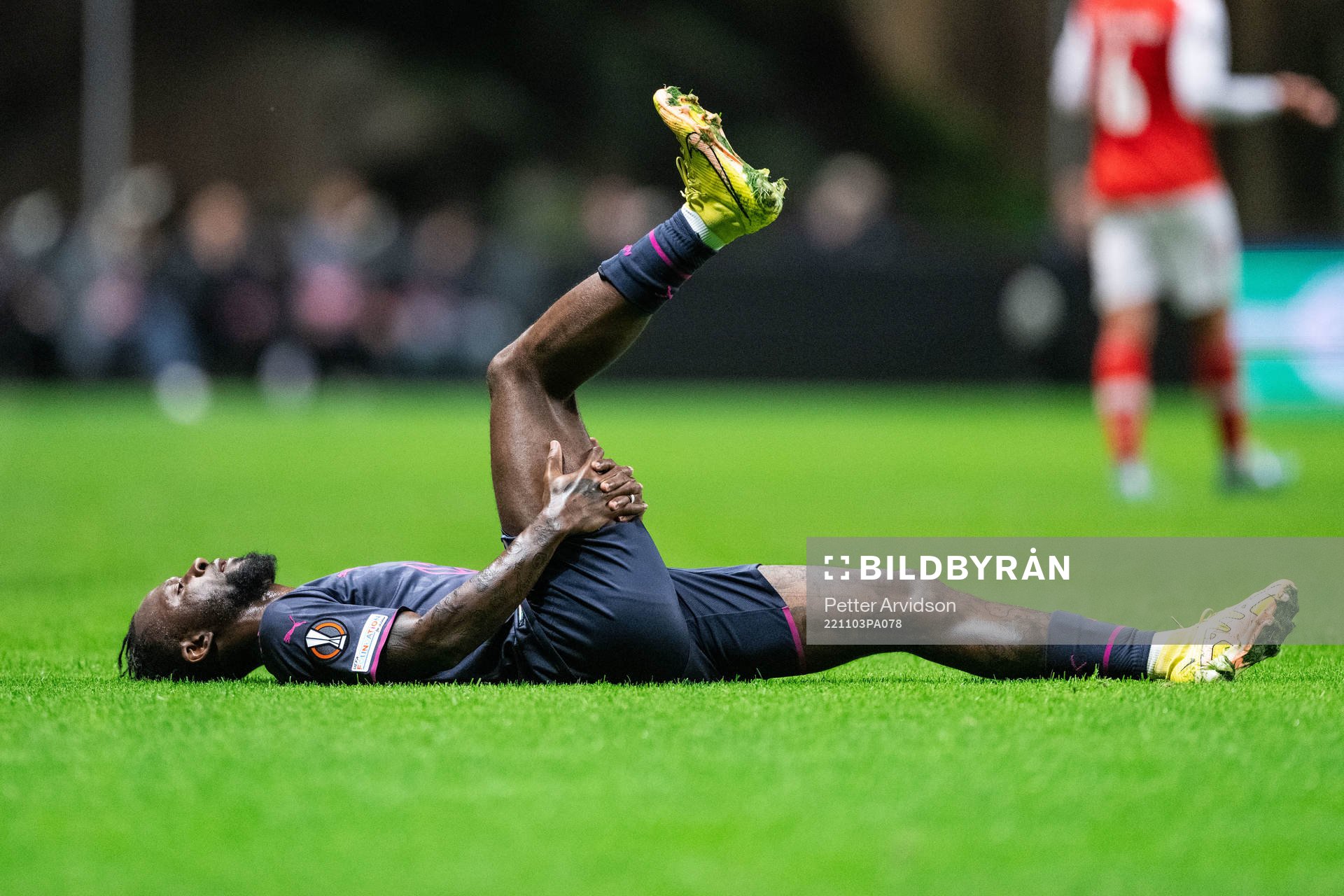Mohammed Buya Turay of Malmö FF in pain