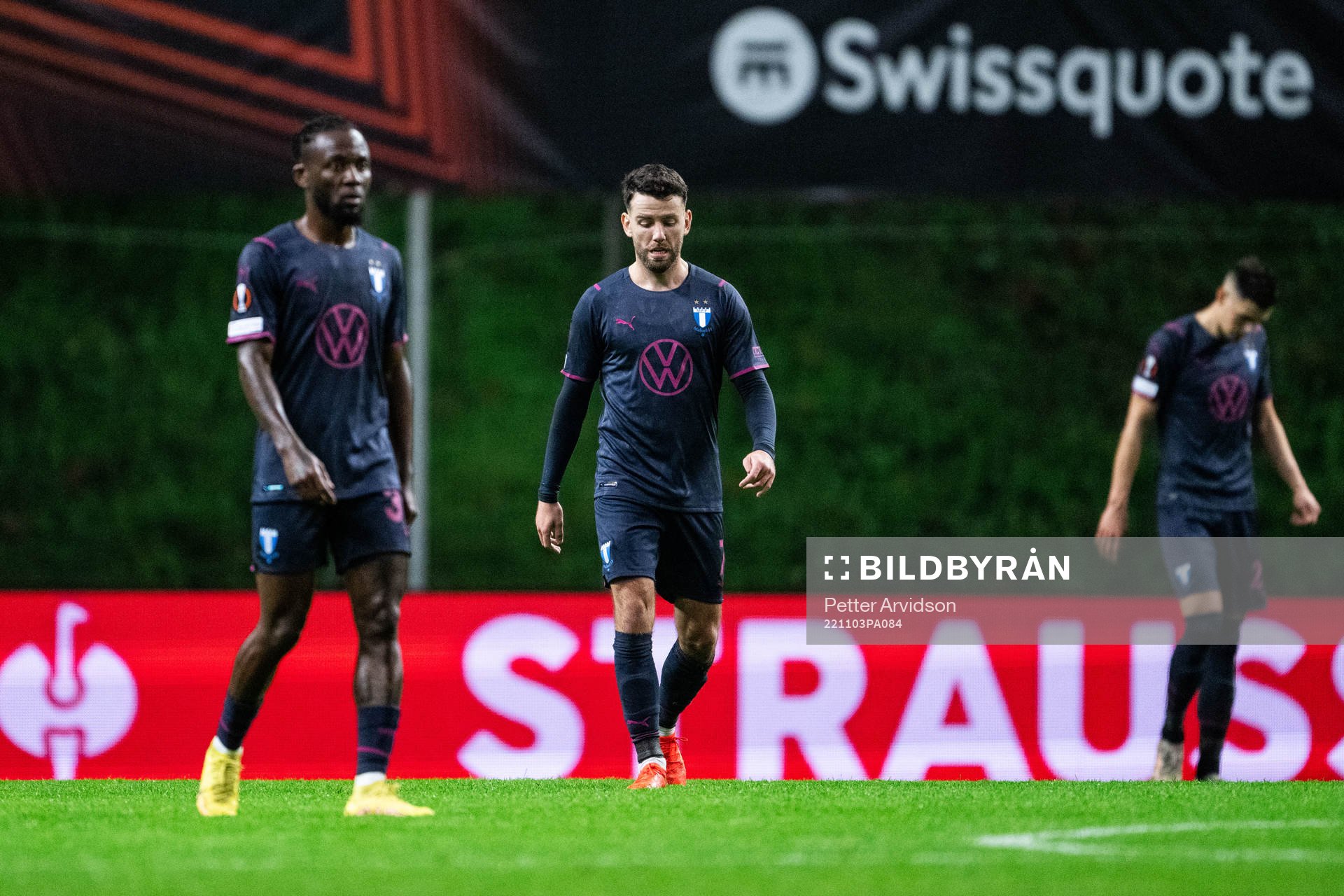 Mohammed Buya Turay and Erdal Rakip of Malmö FF looks