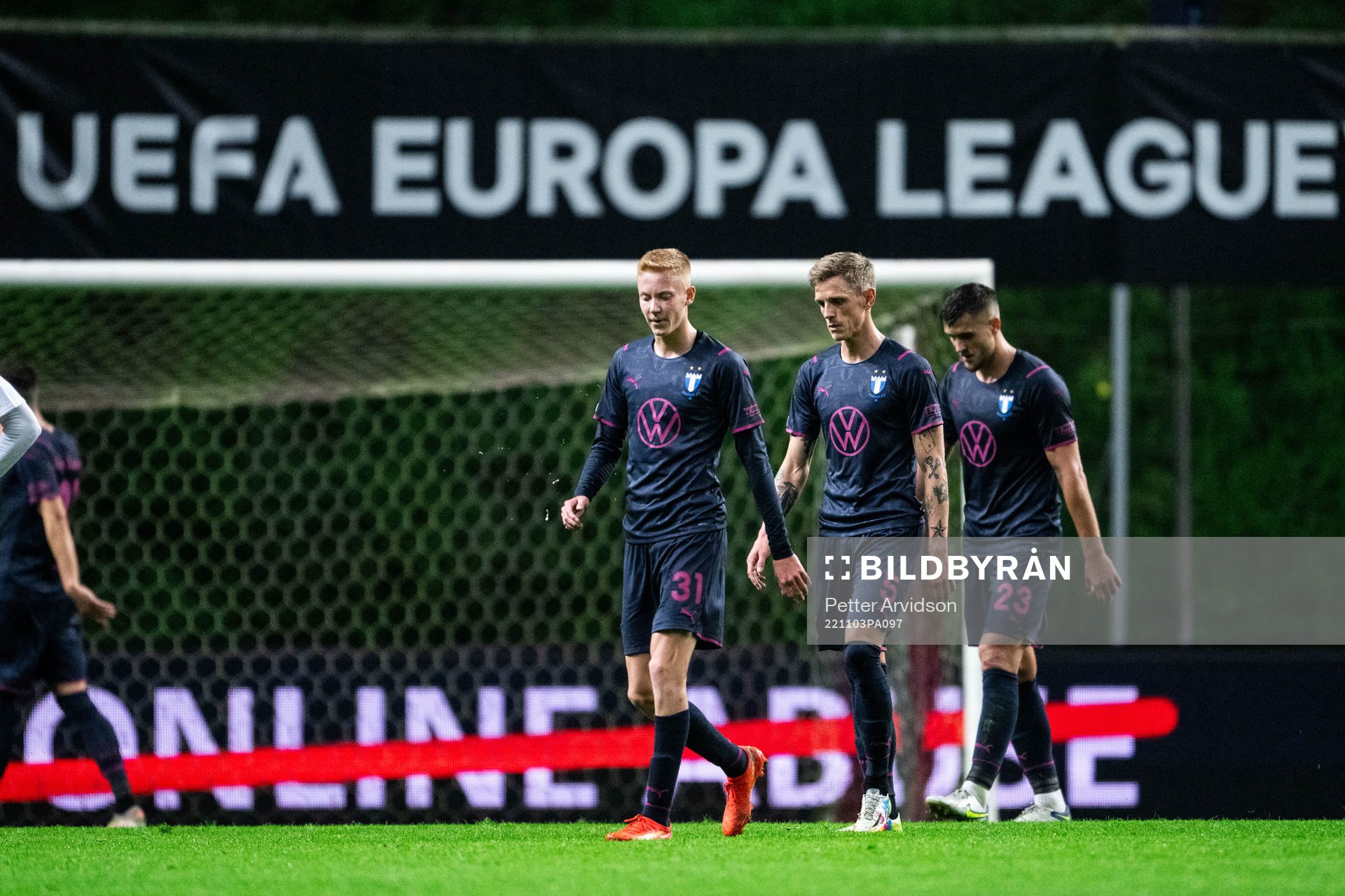 Hugo Larsson, Søren Rieks and Matěj Chalus of Malmö FF