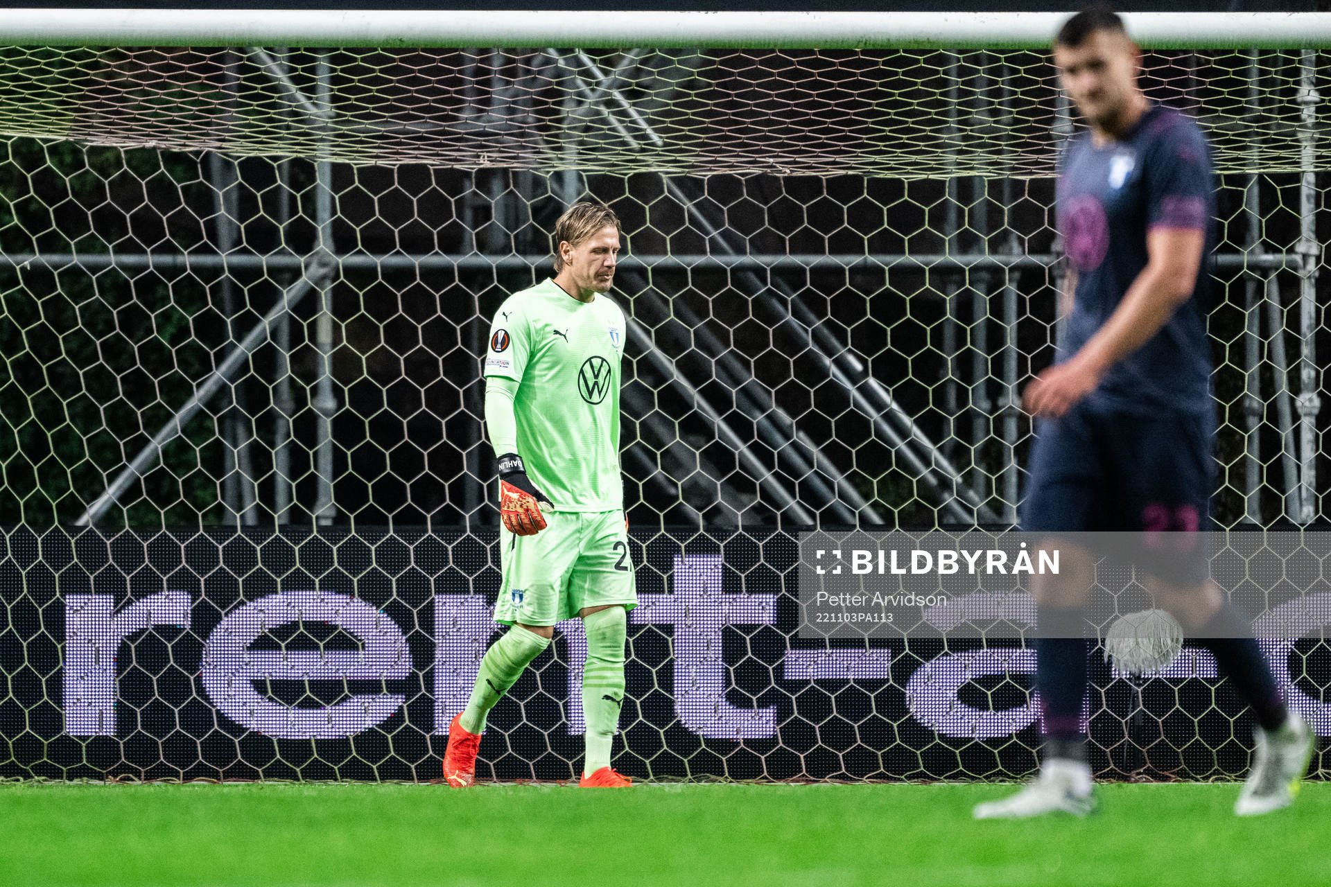 Goalkeeper Johan Dahlin of Malmö FF looks dejected