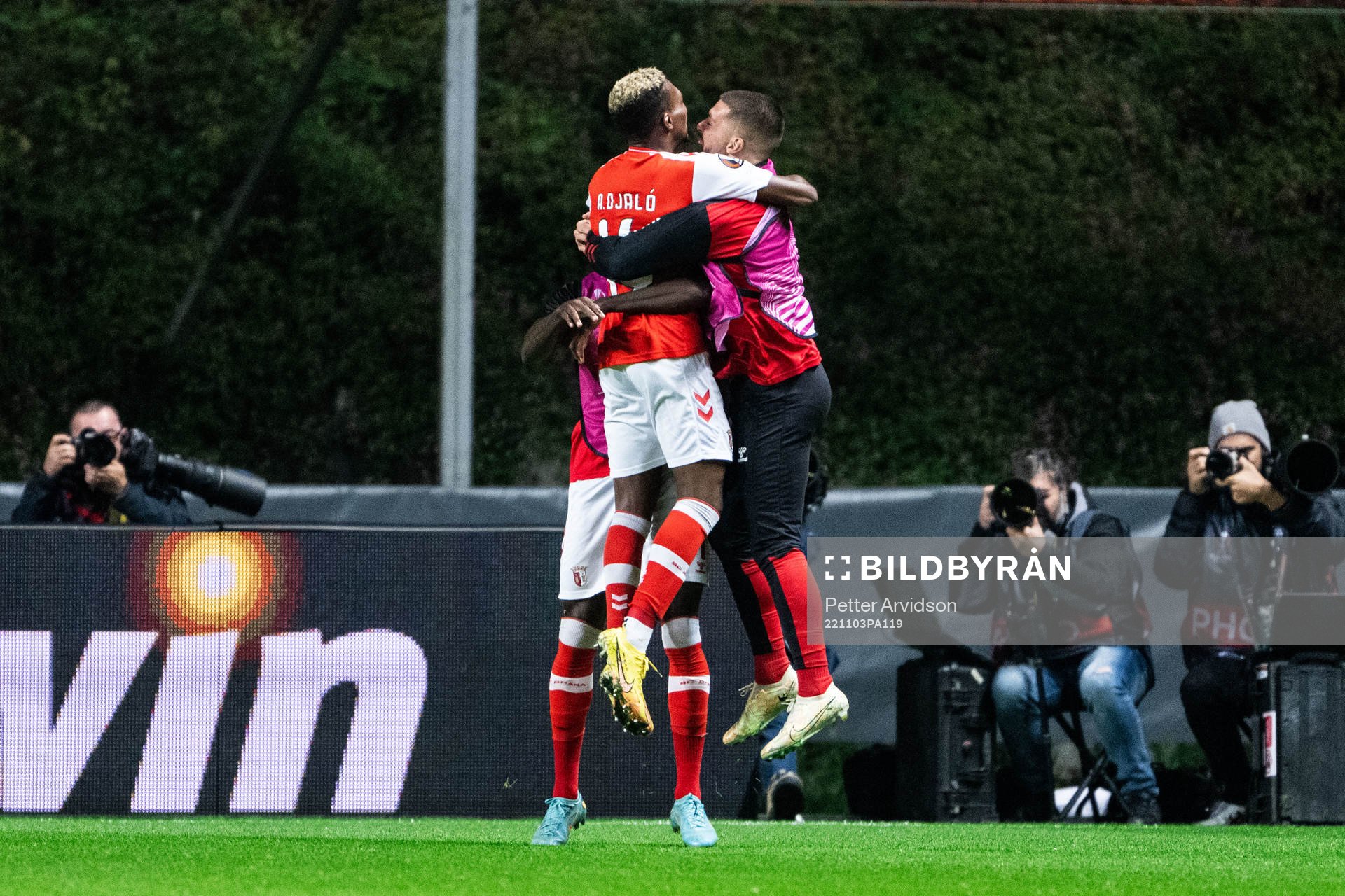 Alvaro Djalo of Braga celebrates with teammates