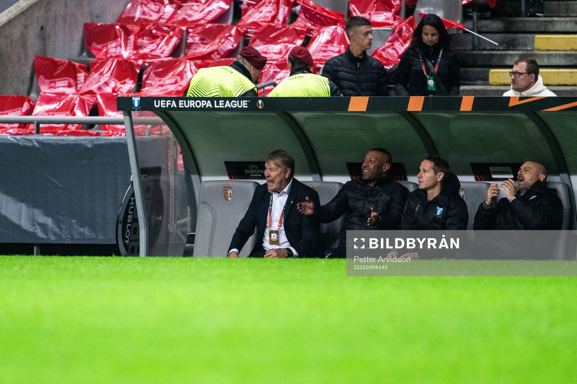 Head coach Åge Hareide of Malmö FF reacts