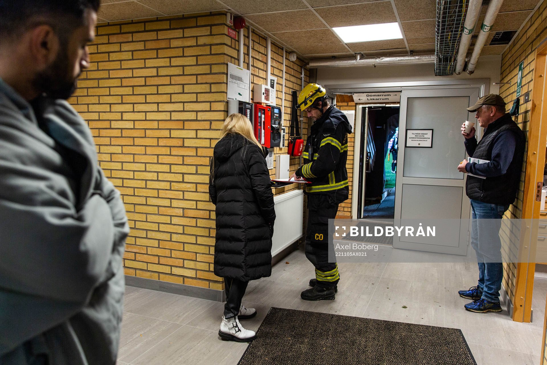 Brandkåren anländer på grund av brandlarm