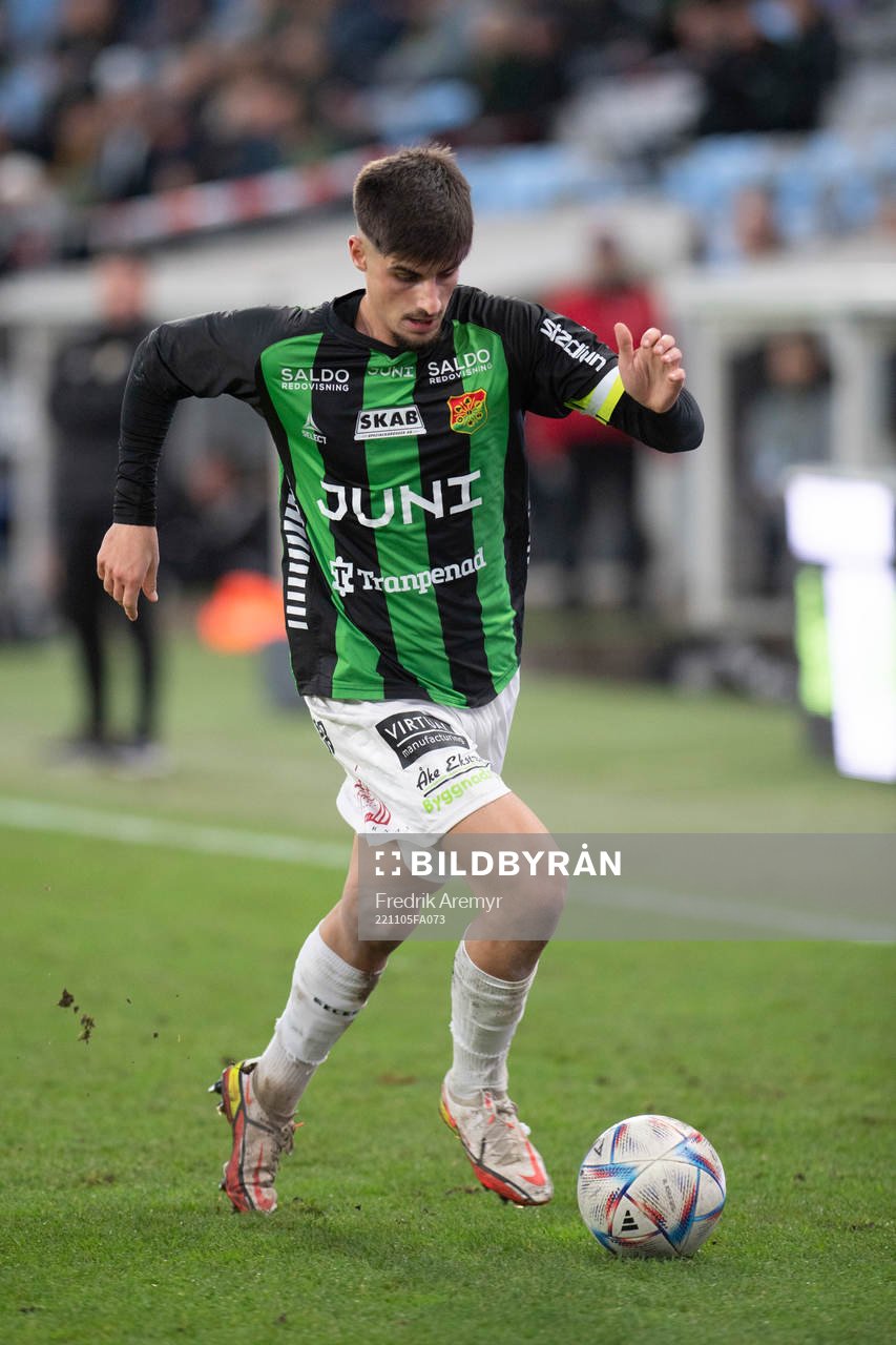 GAIS Emin Grozdanic under fotbollsmatchen i Ettan södra mellan GAIS och IFK Malmö den 5 november 2022 i Göteborg. 