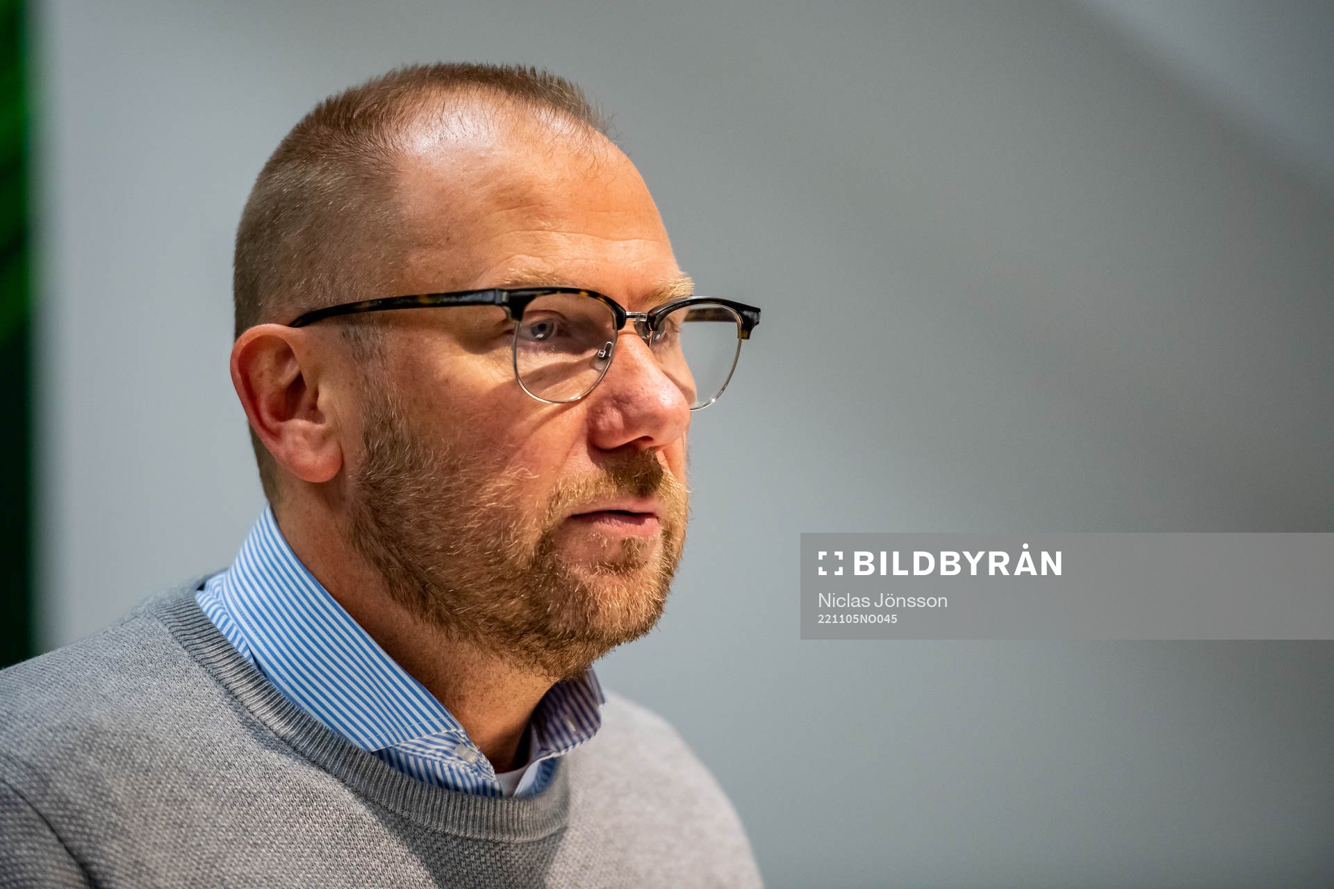 Halmstads tränare Magnus Haglund på presskonferensen