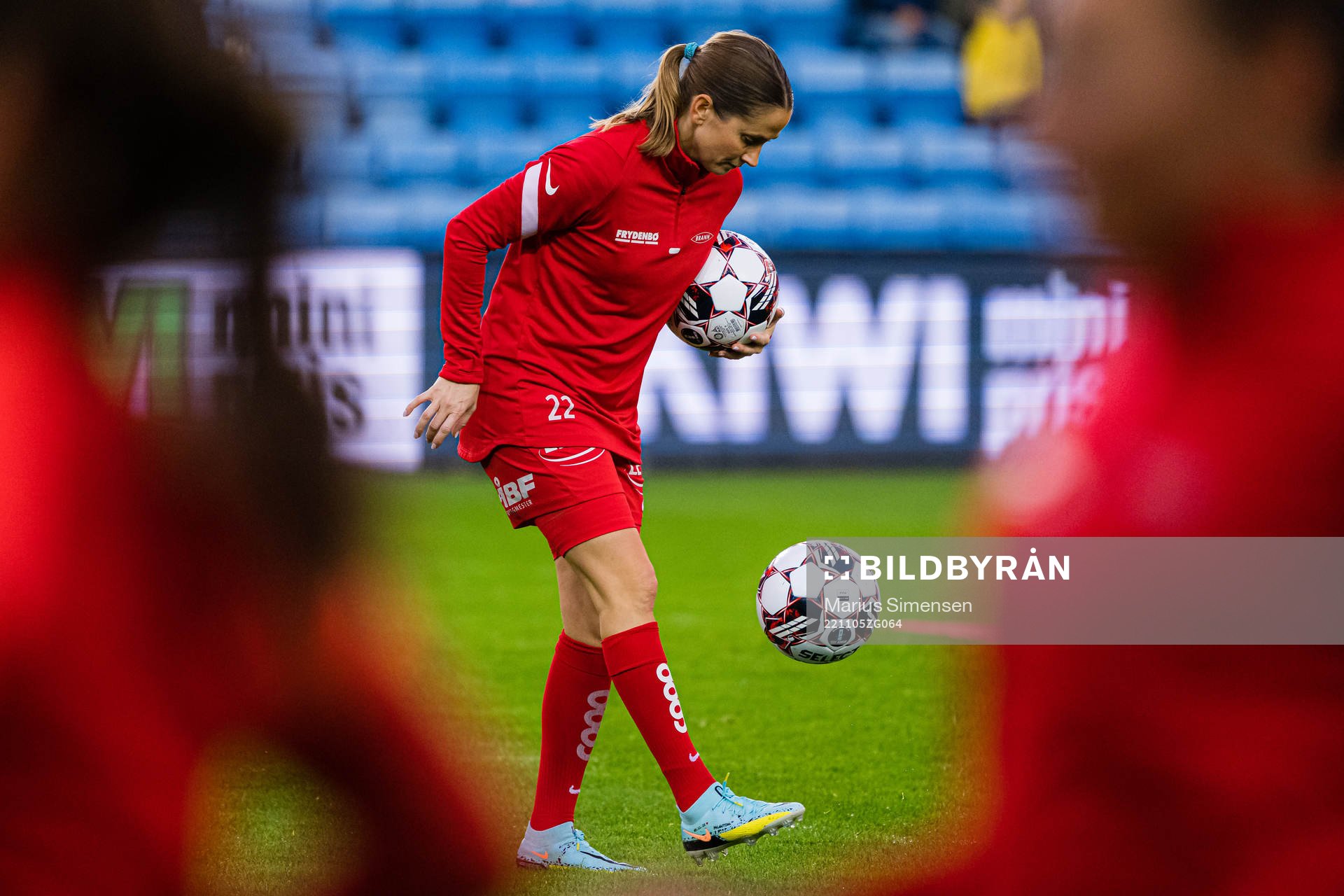Ingrid Ryland of Brann warms up ahead of the women’s cup final match between Brann and Stabæk on November 5, 2022 in Oslo.