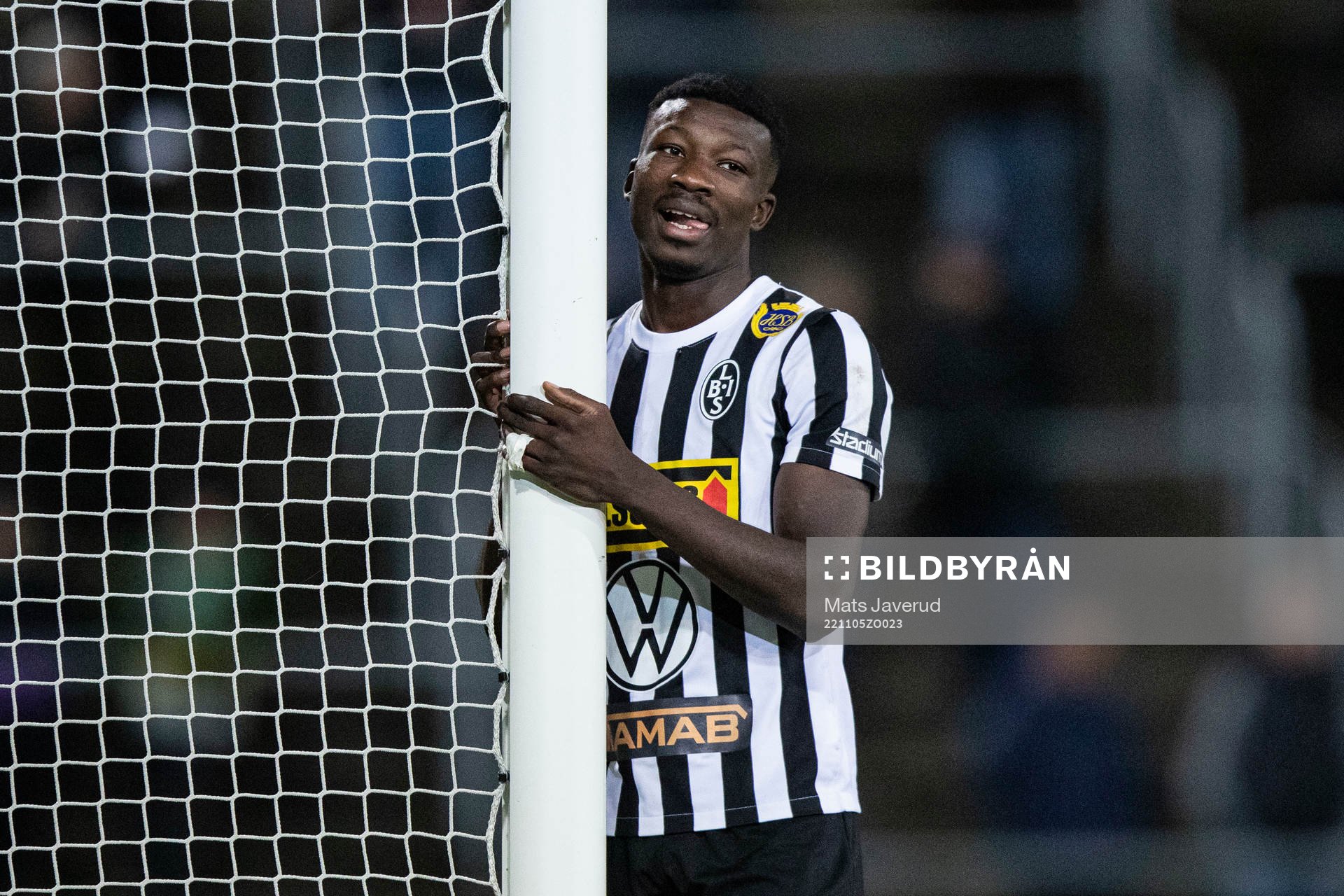 Landskronas Ousmane Diawara under fotbollsmatchen i Superettan mellan Landskrona och Utsikten den 5 november 2022 i Landskrona. 