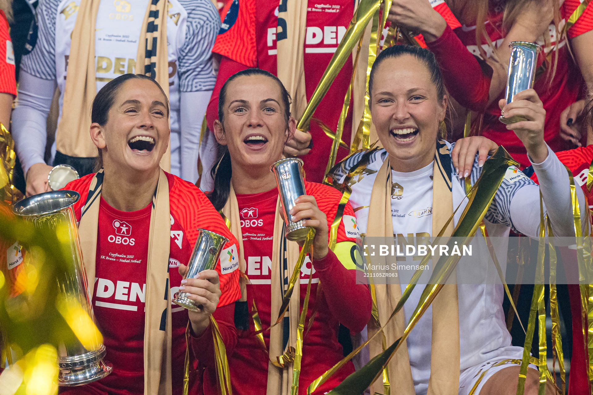 Ingrid Ryland, Tuva Hansen and Aurora Mikalsen of Brann