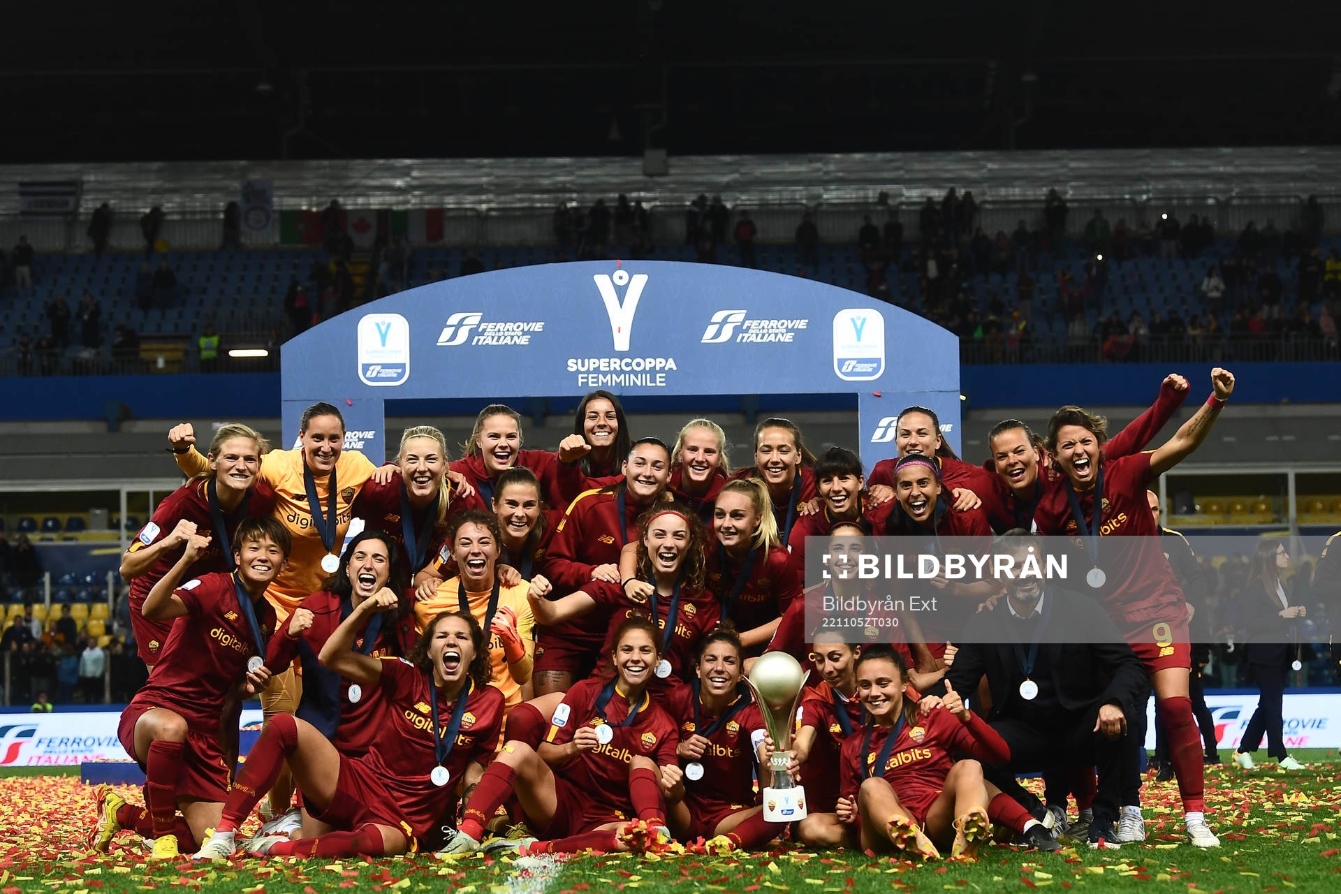 Players of Roma celebrate
