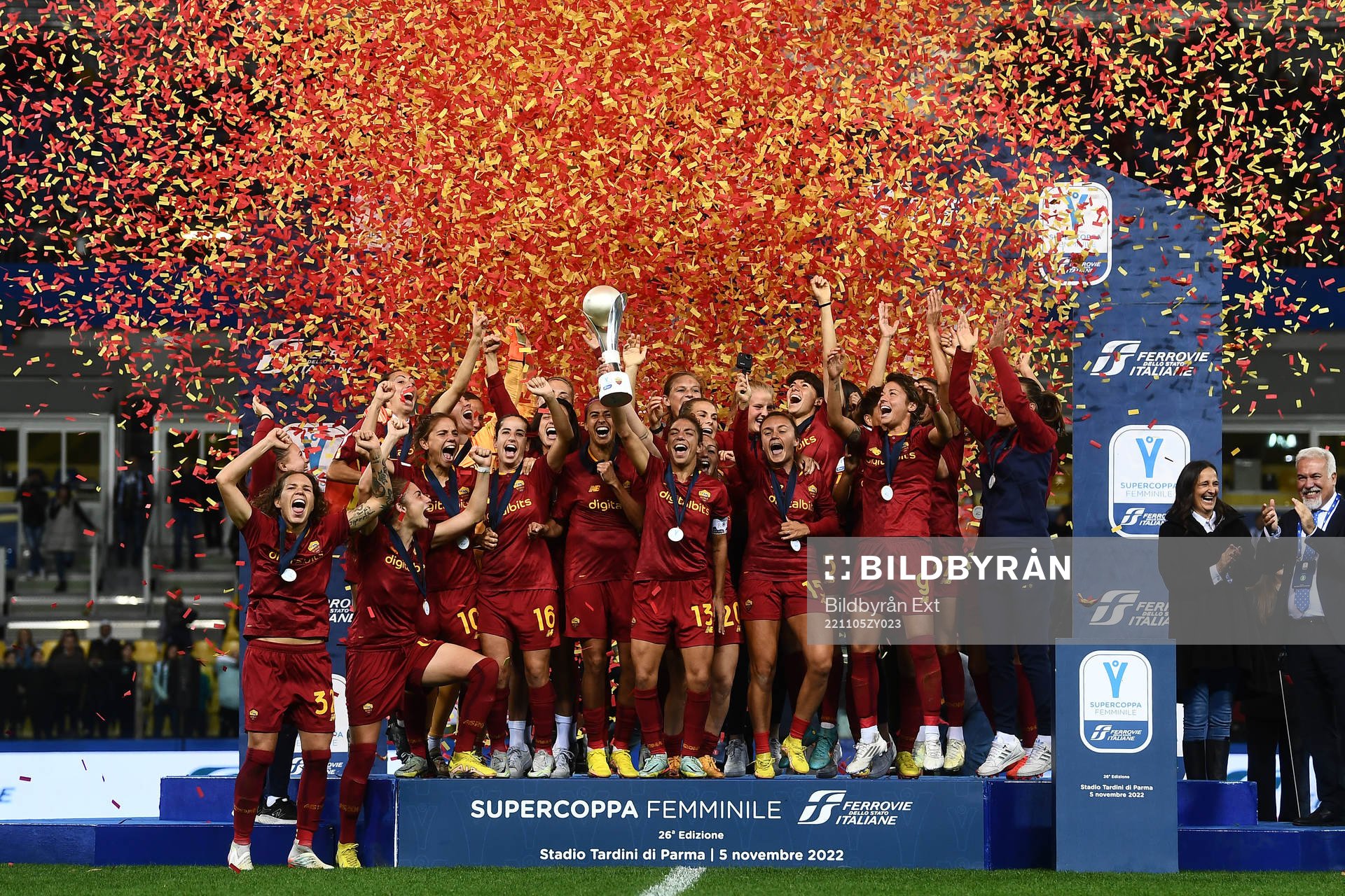 Players of Roma celebrate