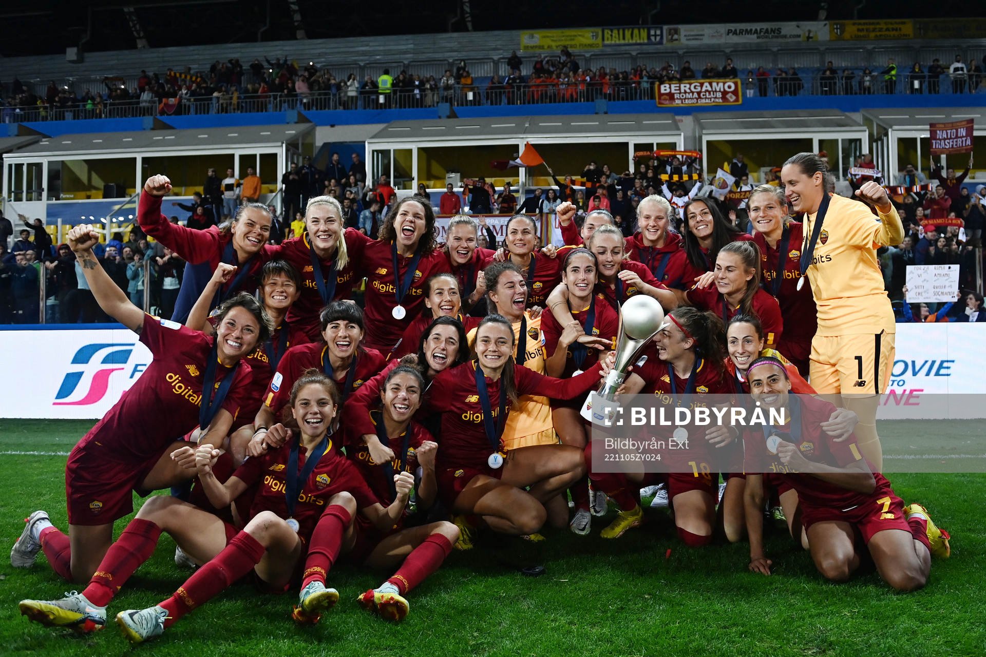 Players of Roma celebrate