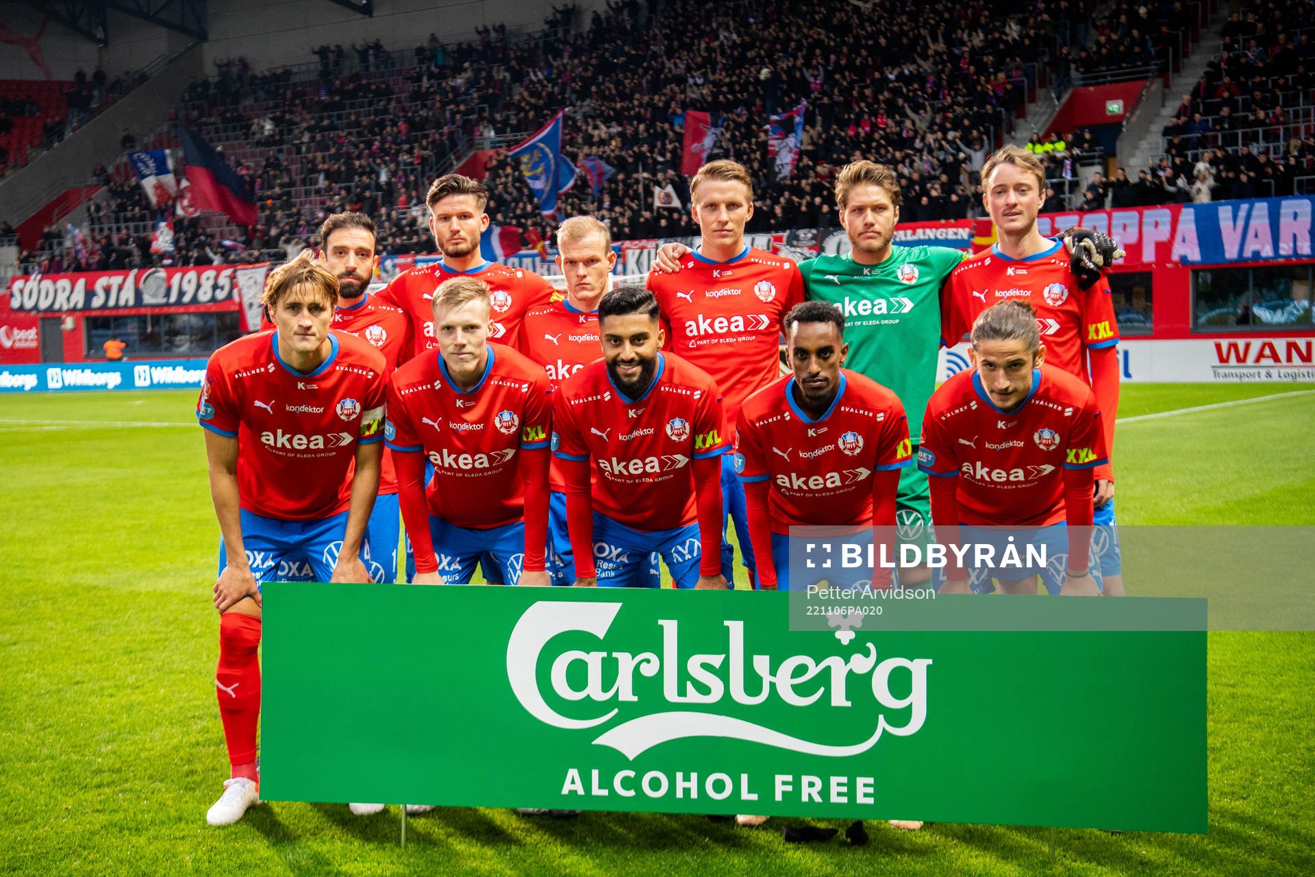 Helsingborgs startelva ställer upp för lagbild inför fotbollsmatchen i Allsvenskan mellan Helsingborg och Hammarby den 6 november 2022 i Helsingborg.