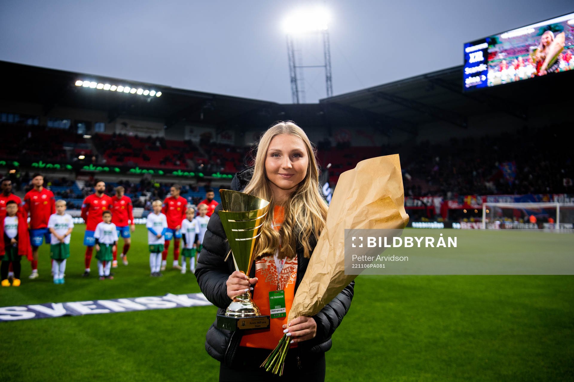 Tilda Jonhag, Årets HIFare dam inför fotbollsmatchen i Allsvenskan mellan Helsingborg och Hammarby den 6 november 2022 i Helsingborg.