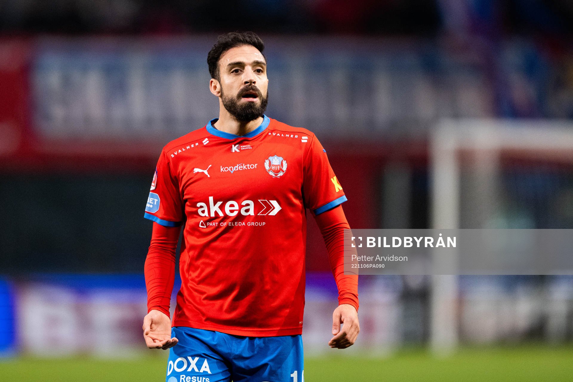 Helsingborgs Abdul Rahman Khalili under fotbollsmatchen i Allsvenskan mellan Helsingborg och Hammarby den 6 november 2022 i Helsingborg.