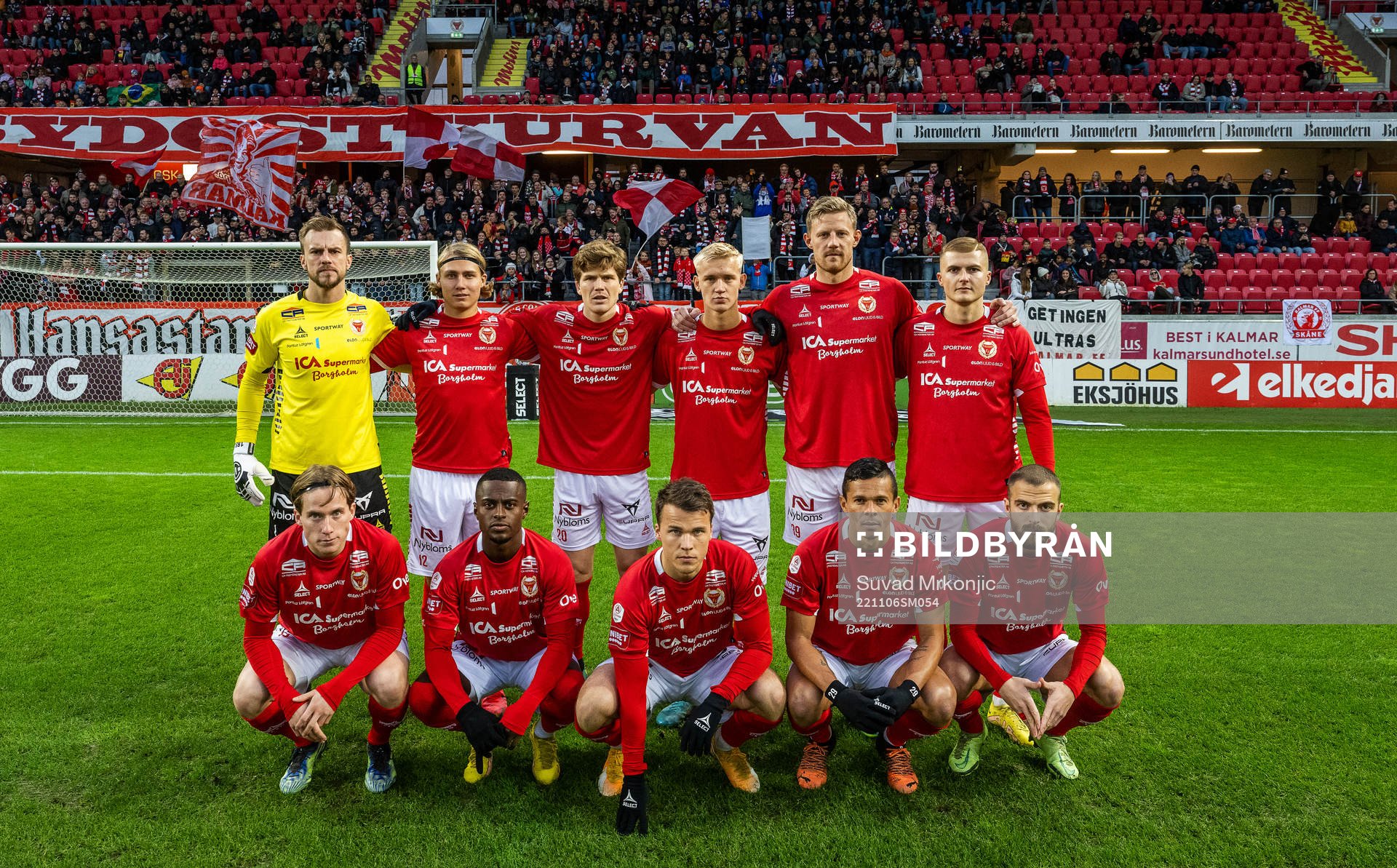 Kalmars startelva, bakre raden fr. v målvakt Ricardo